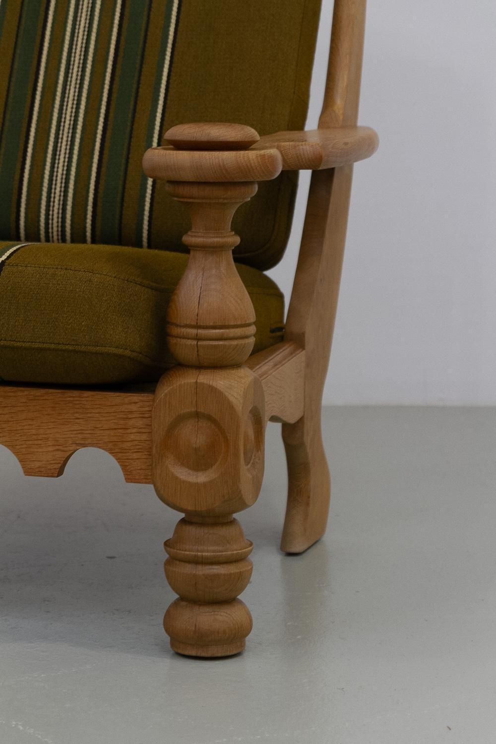 photo for sale Danish Mid Century Modern Oak High Back Lounge Chair In Kjærnulf Style, 1960s.