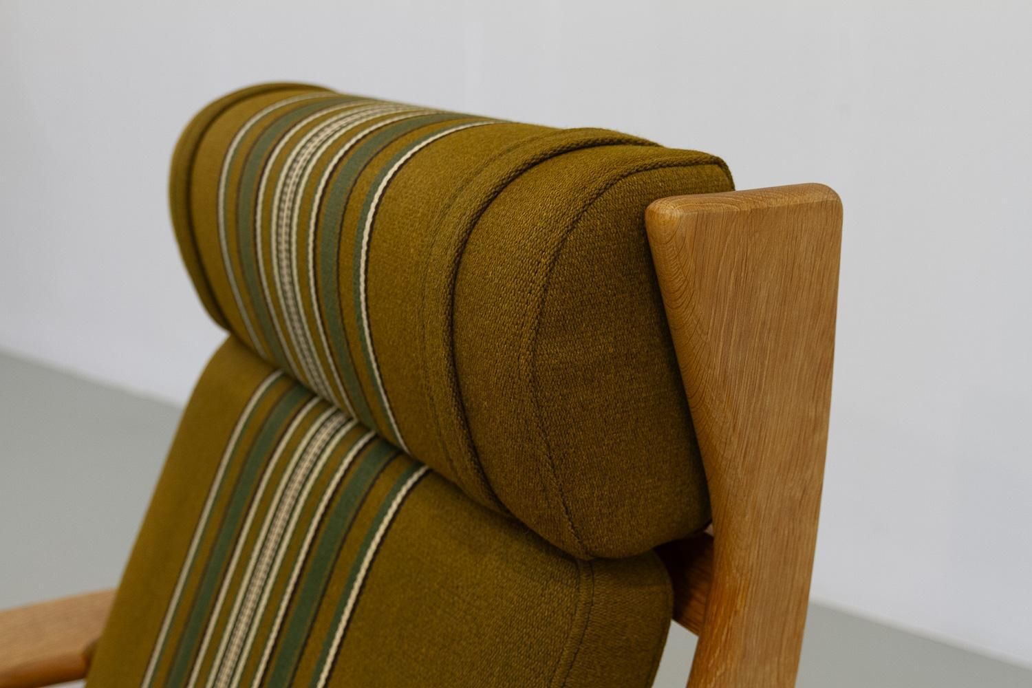 photo buy Danish Mid Century Modern Oak High Back Lounge Chair In Kjærnulf Style, 1960s.