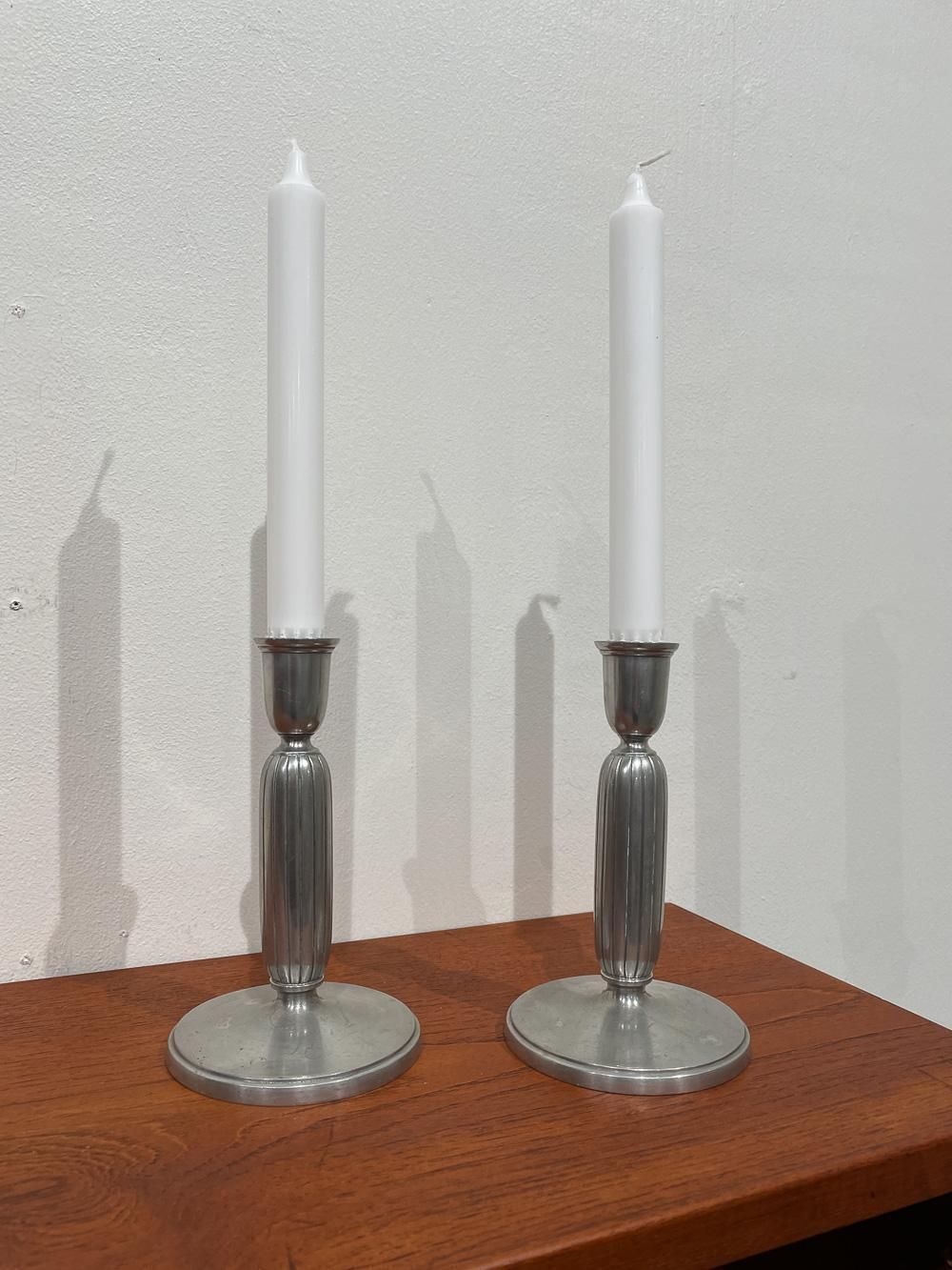 photo vintage Art Deco Pewter Candle Holders By Just Andersen, 1930s. Set Of 2.