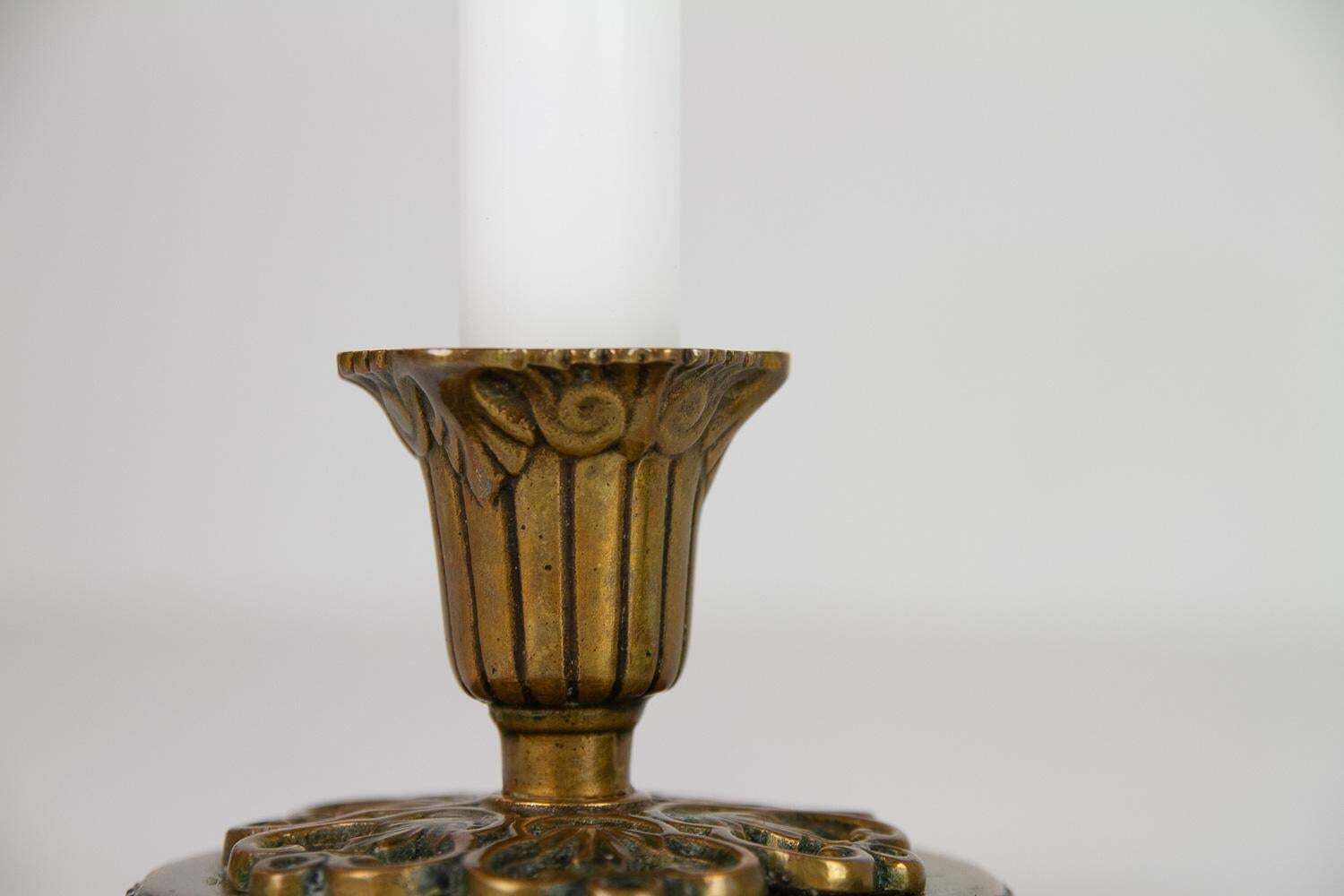 Home Decor Vintage Danish Art Nouveau Bronze Candleholders, 1930s. Set Of 2. photo
