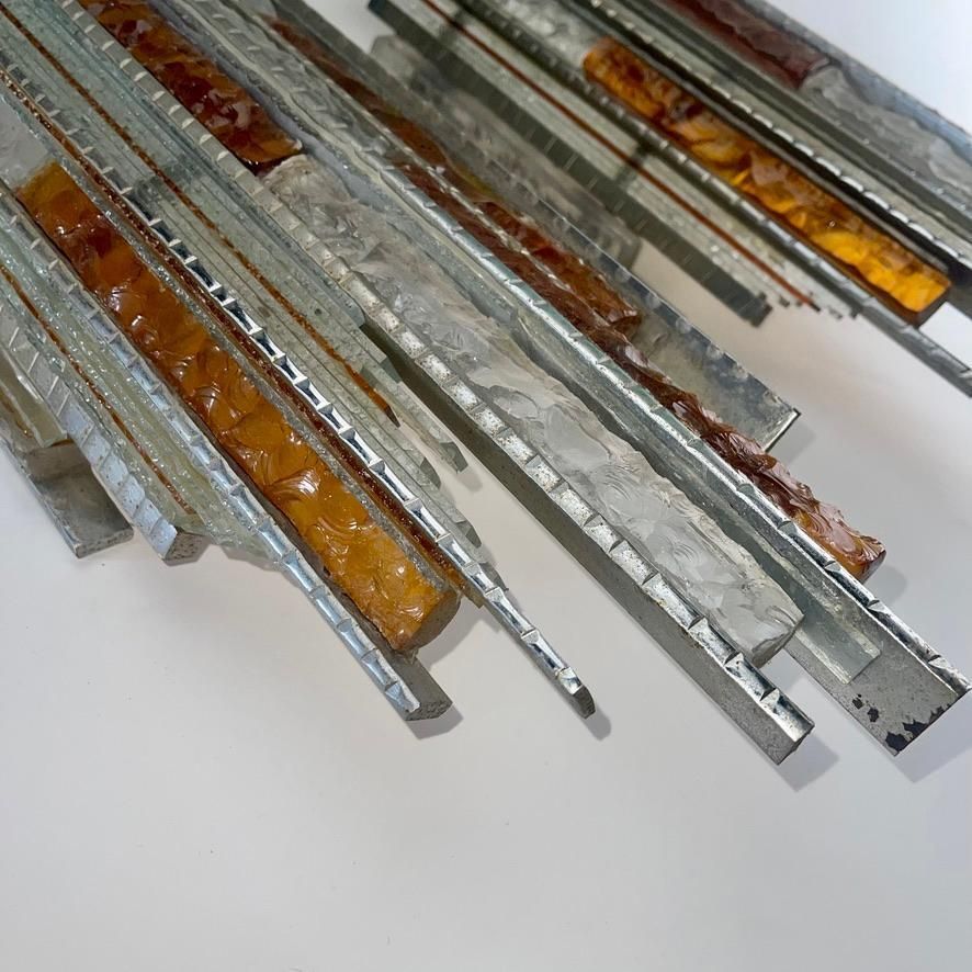 photo vinterior Late 20th Century Pair Of Brutalist Iron & Glass Sconces By A. Poli For Poliarte