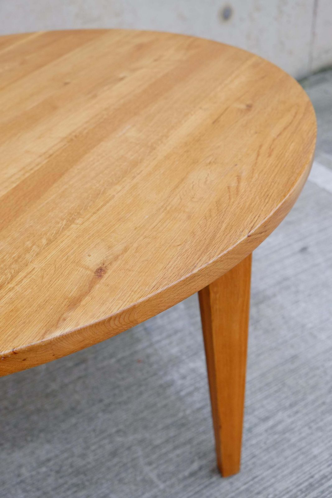 Mid Century Solid Pine Round Breakfast Dining Table With Removable Legs photo vintage