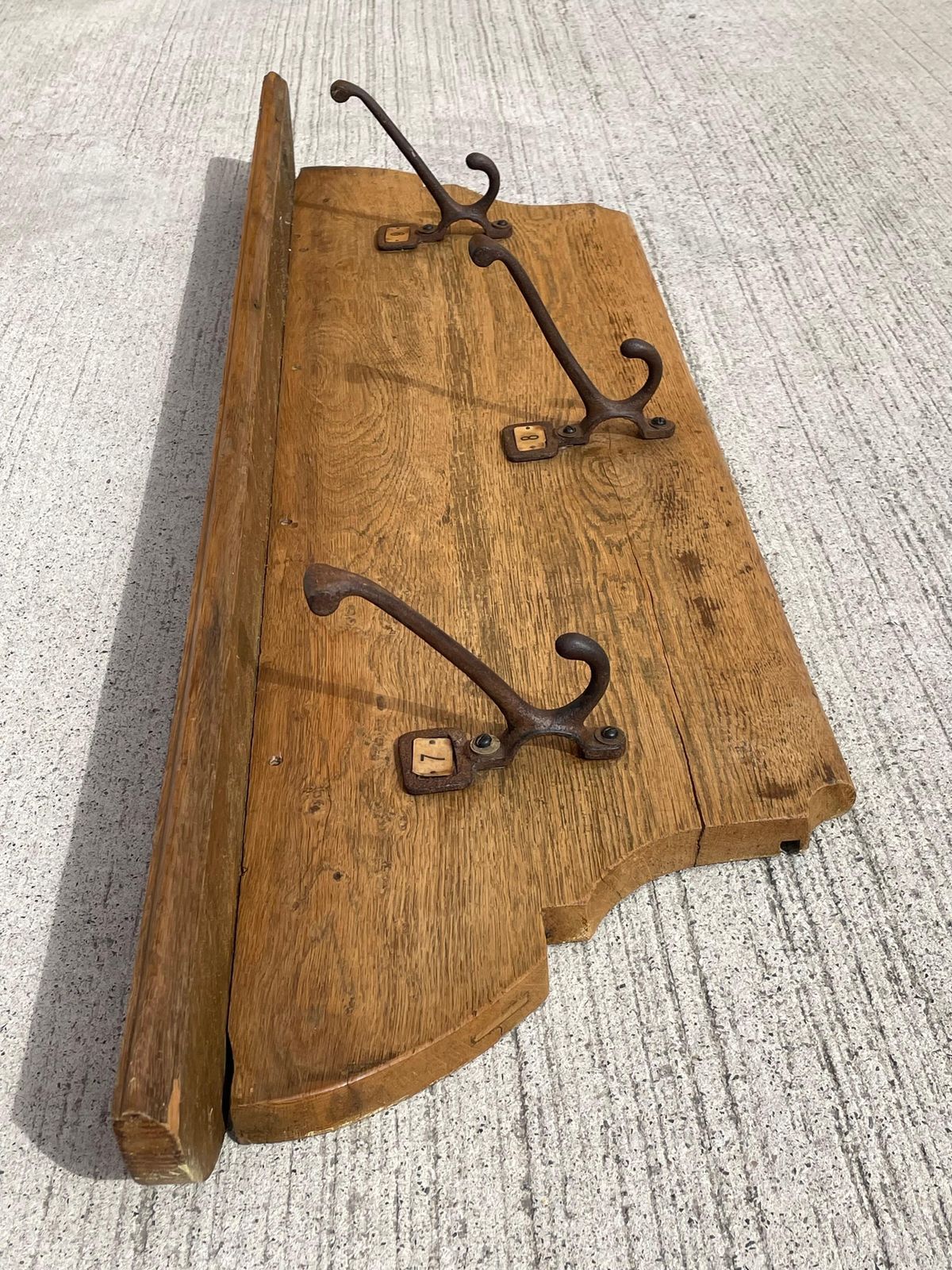Large Old Victorian School Oak & Cast Iron Coat Hooks   Coat Stand photo buy