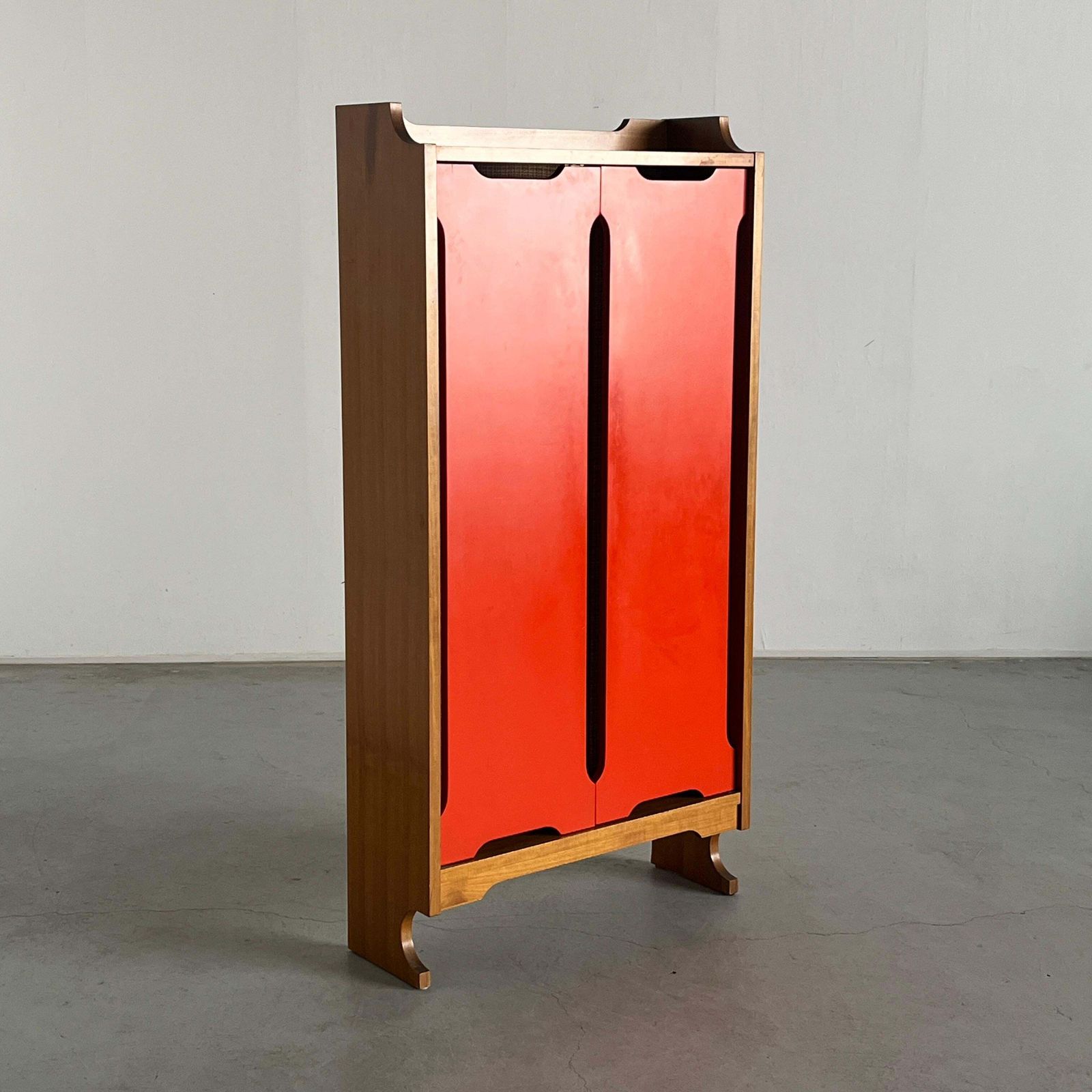 Italian Vintage Constructivist Wooden Cabinet, Mid Century Modern 1960s Italy photo furniture