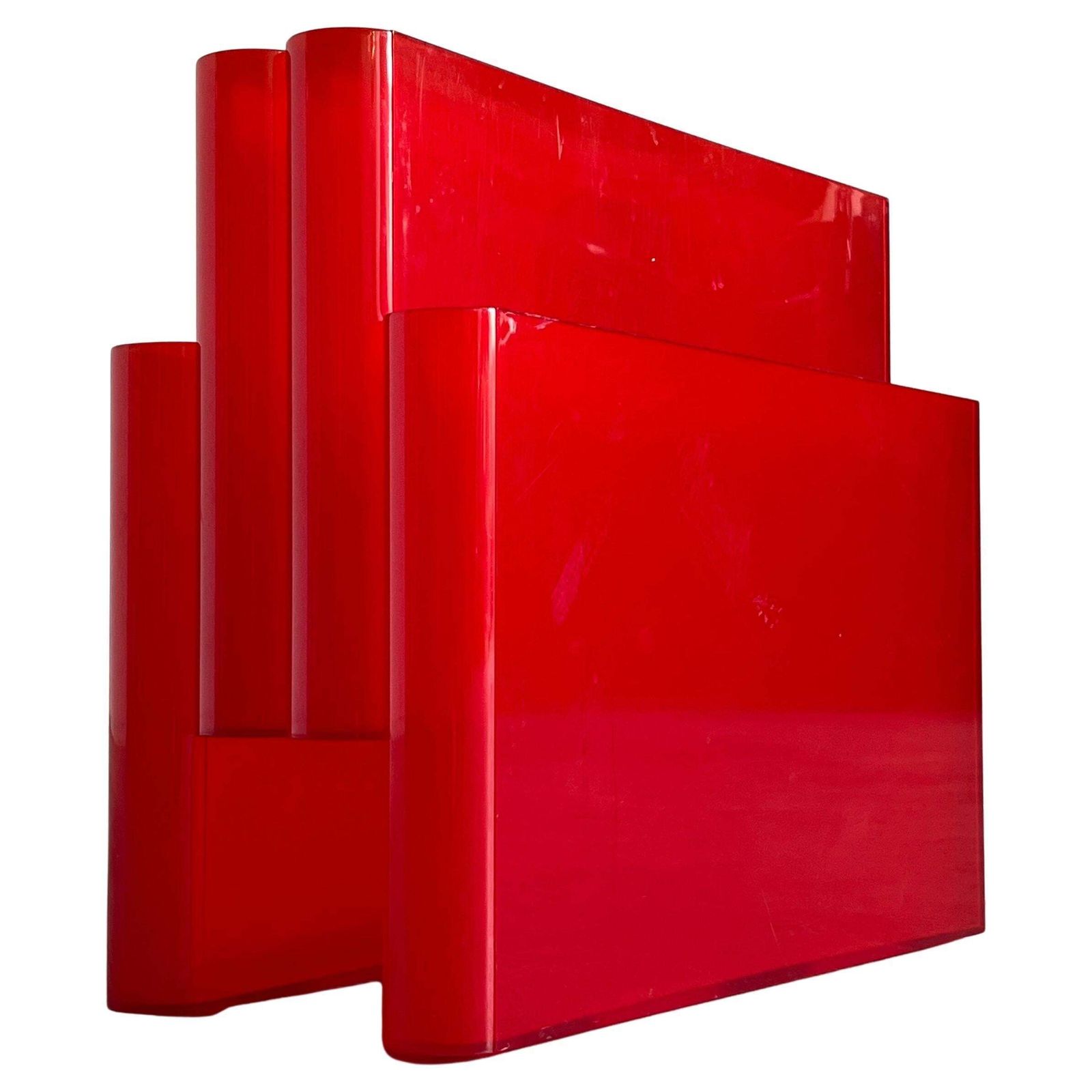 Red Kartell Mod. 4676 Vintage Space Age Magazine Rack By Giotto Stoppino, 1970s