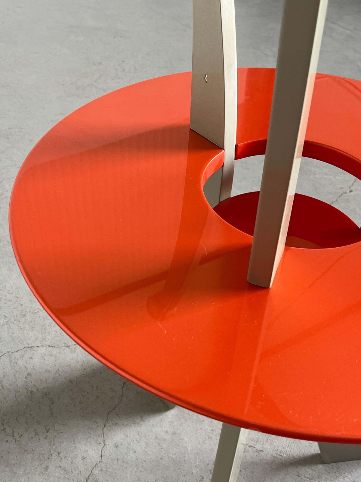 Orchidea Side Table, Massimo Morozzi For Archizoom, Silver And Orange, 80s Italy photo vintage