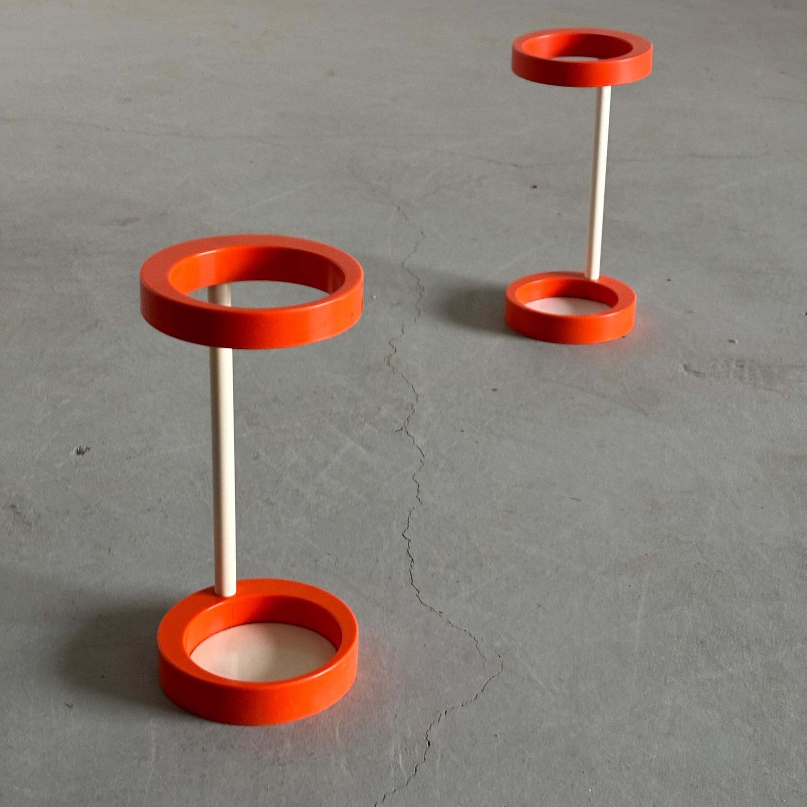 Space Age Umbrella Holder, Orange And White Plastic, Mid Century 1970s Stand photo furniture