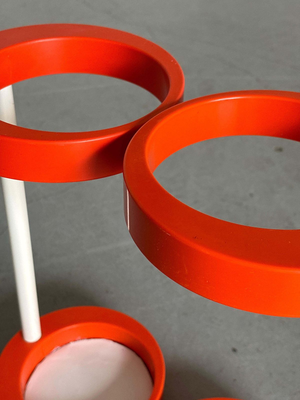 photo for sale Space Age Umbrella Holder, Orange And White Plastic, Mid Century 1970s Stand