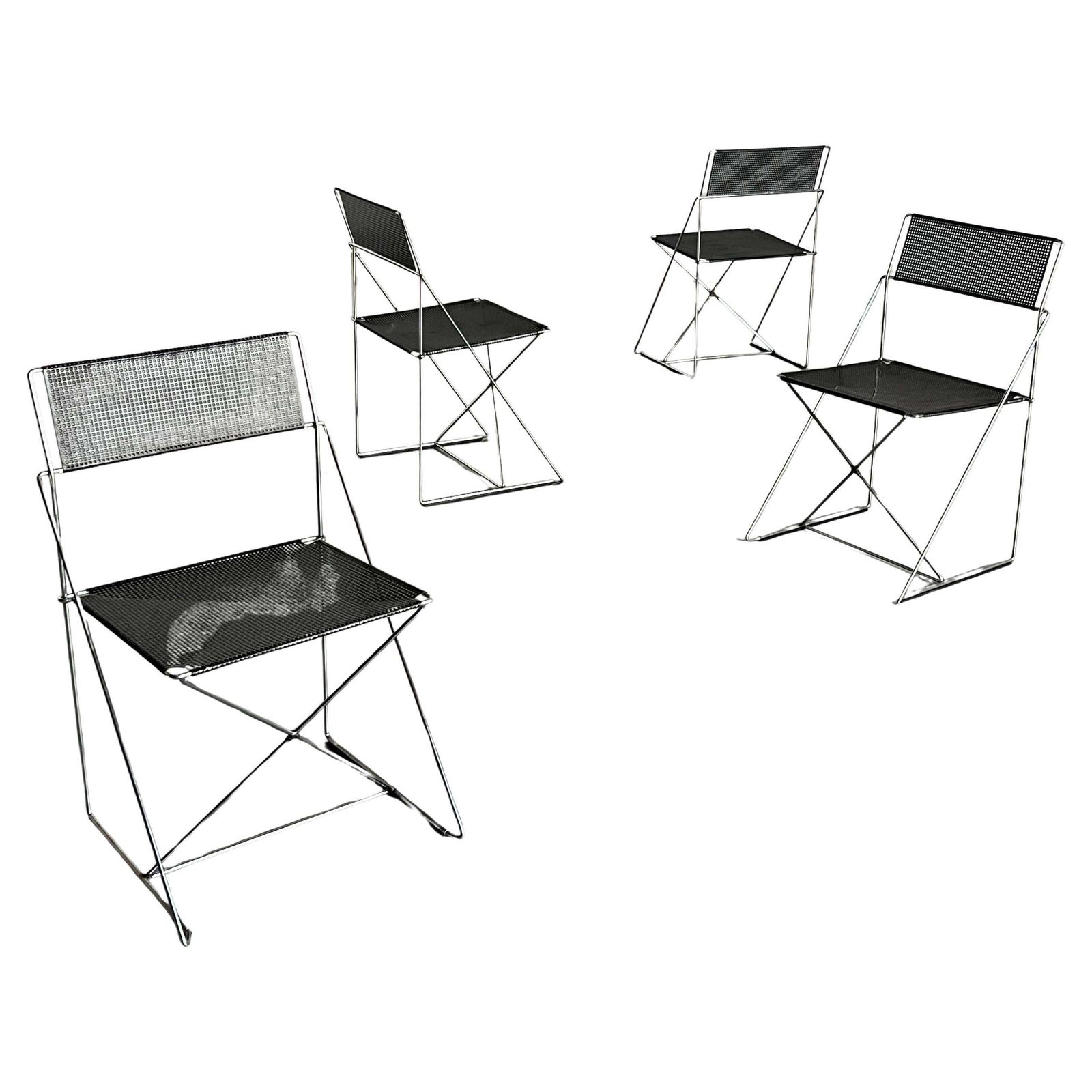 Set Of 4 Vintage Black 'X Line' Chairs By Niels Jørgen Haugesen For Magis, 1980s