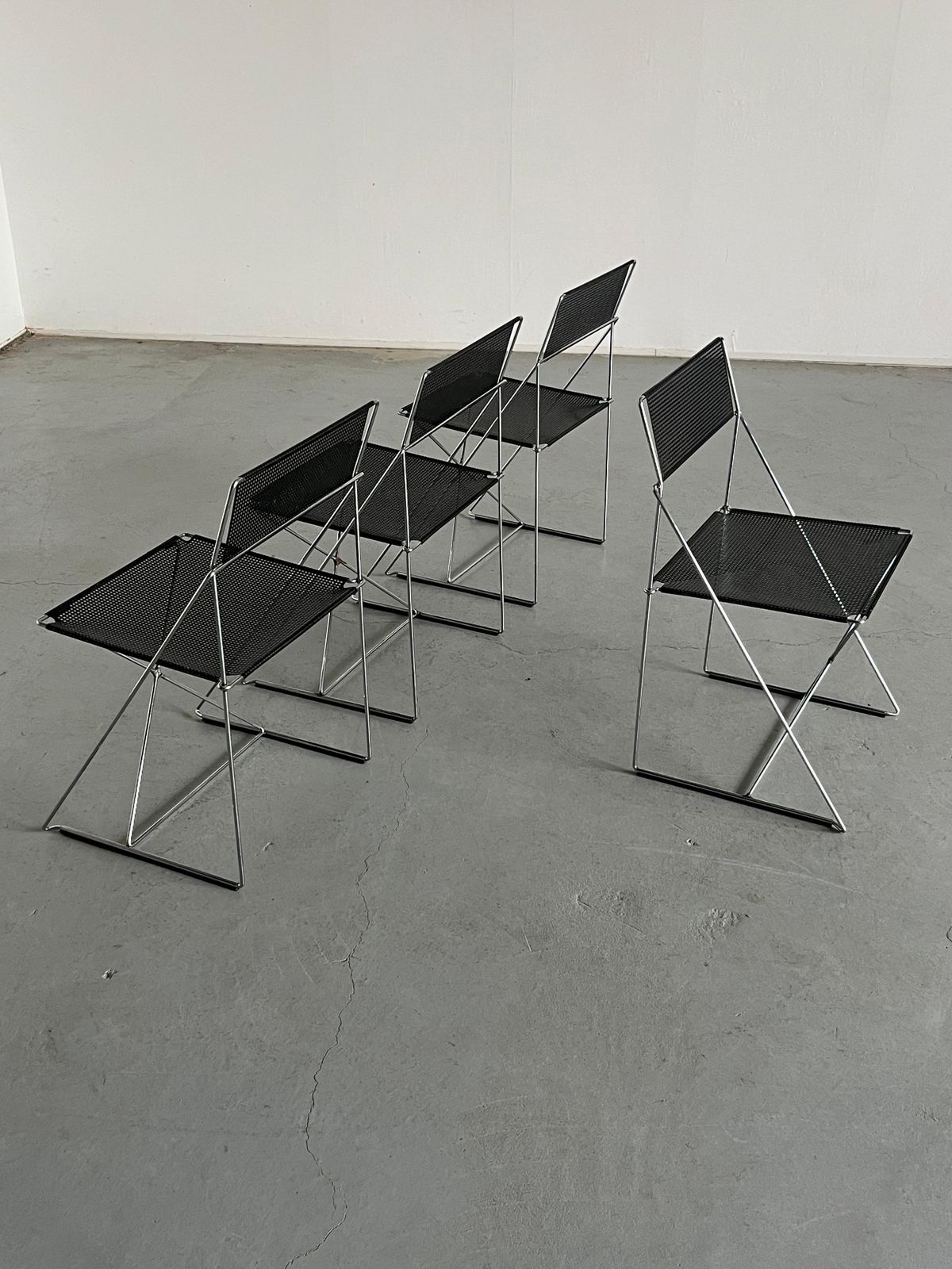 Set Of 4 Vintage Black 'X Line' Chairs By Niels Jørgen Haugesen For Magis, 1980s photo vinterior