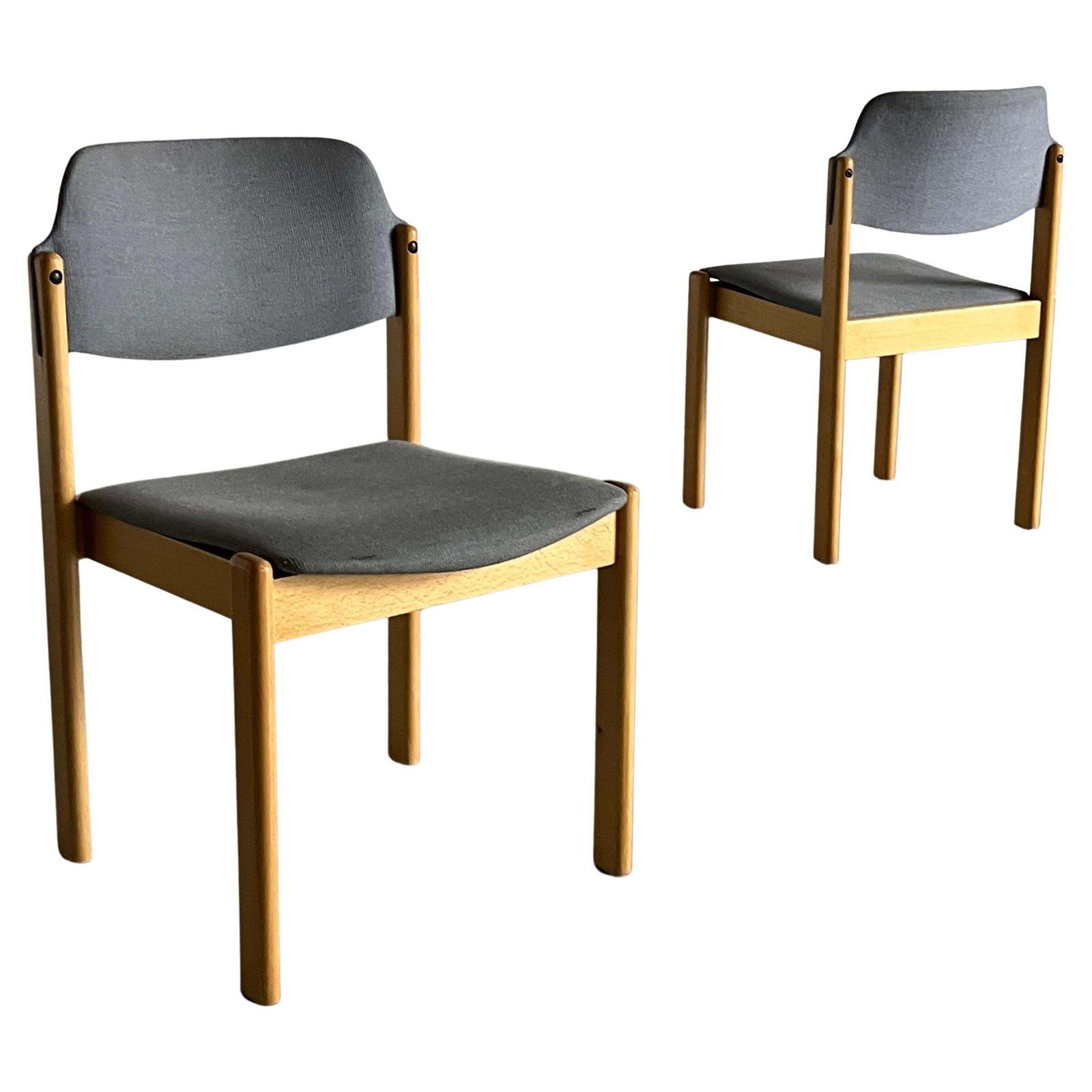 Pair Of Vintage Mid Century Modern Stackable Dining Chairs By Wiesner Hager, 80s