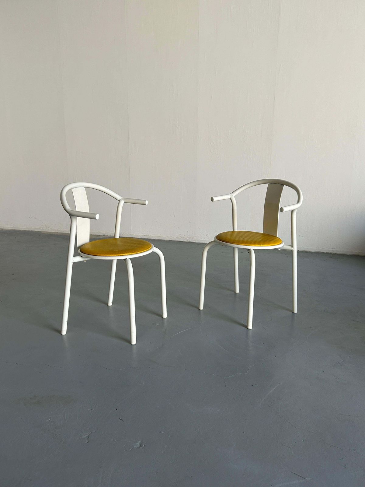 Pair Of Vintage Ikea Postmodern Memphis Maxmo Metal Dining Chairs, 1980s Ikea photo for sale