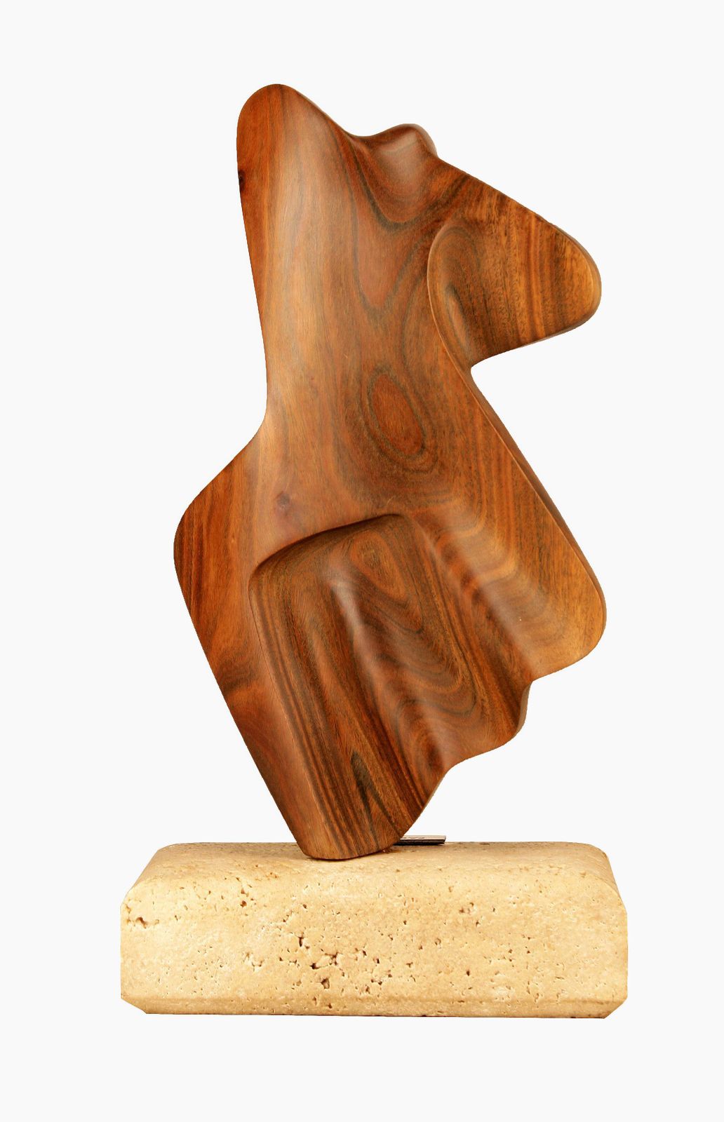 2004 Argentine Biomorphic Wood And Stone Abstract Sculpture By Fabriciano Gómez photo Art
