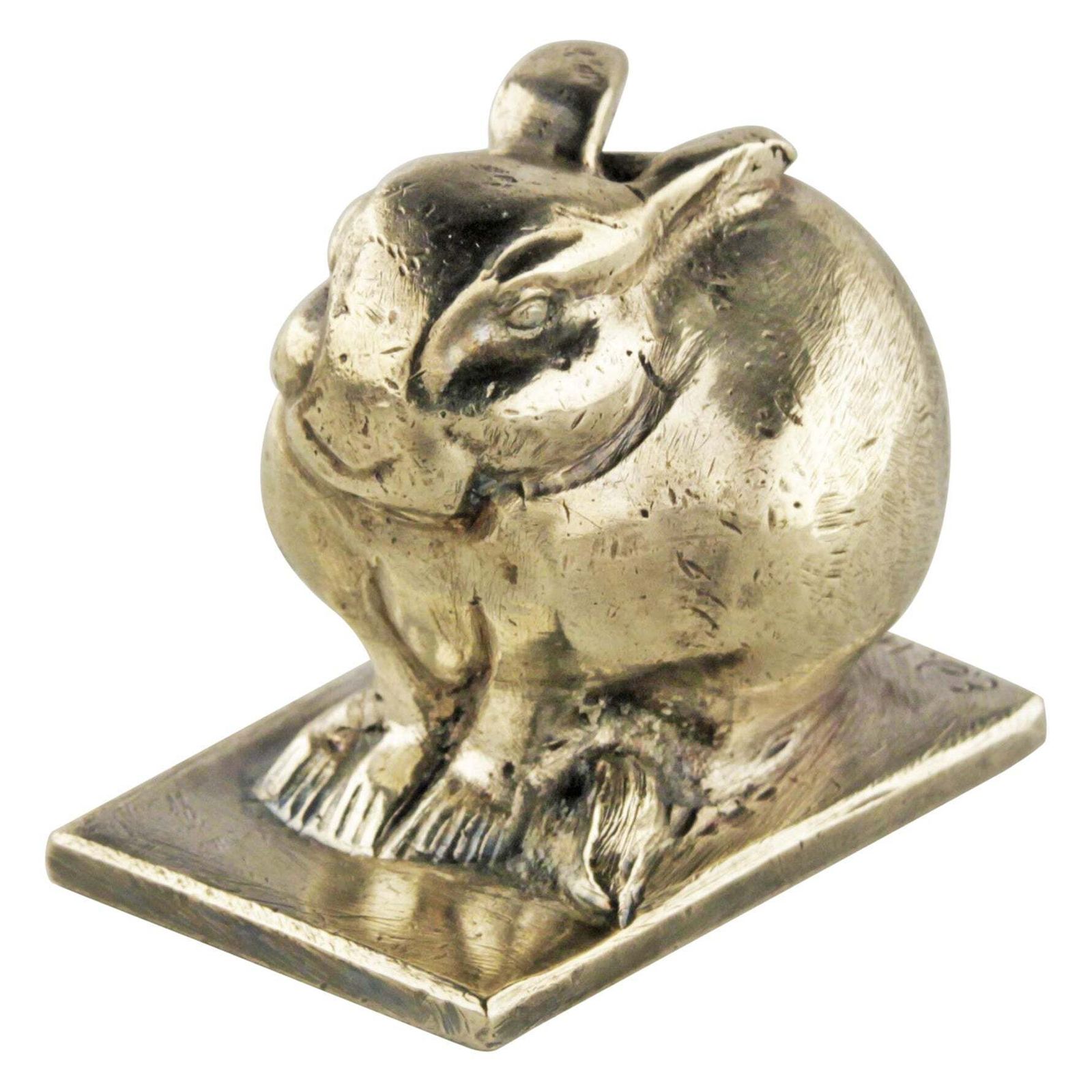 Art Déco Silvered/Nickeled Bronze Rabbit Sculpture Designed By Animalier Swiss Author édouard Marcel Sandoz For The French Firm Susse Frères