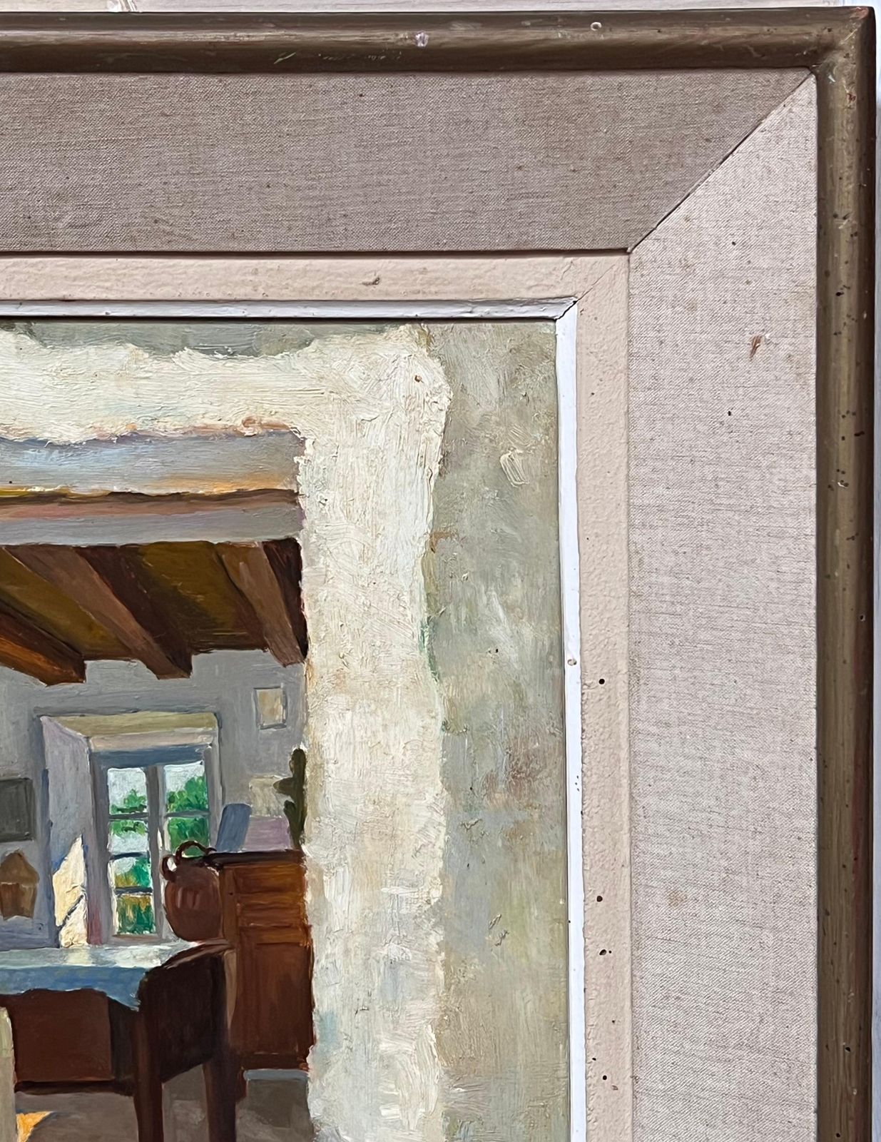 H.Gouymid 20th Century French Signed Oil Painting Cottage Kitchen Door Interior Scene photo vinterior