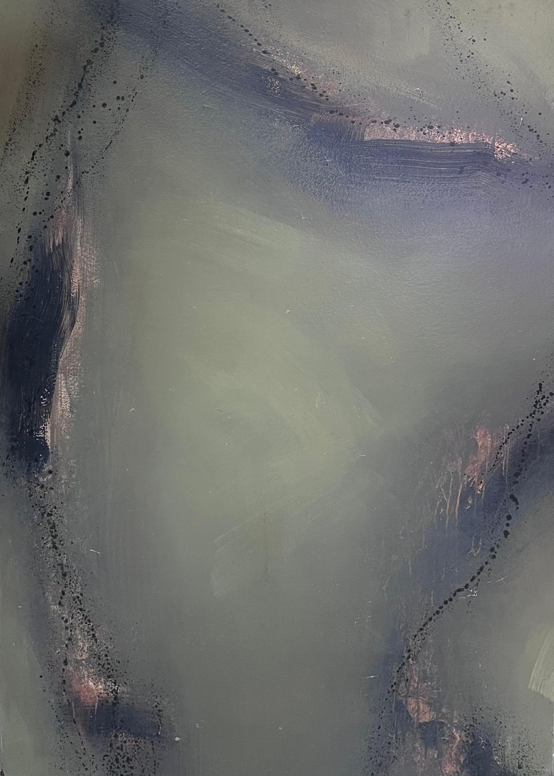 Jan Maïhuge French Contemporary Expressionist Signed Painting Atmospheric Greys2002