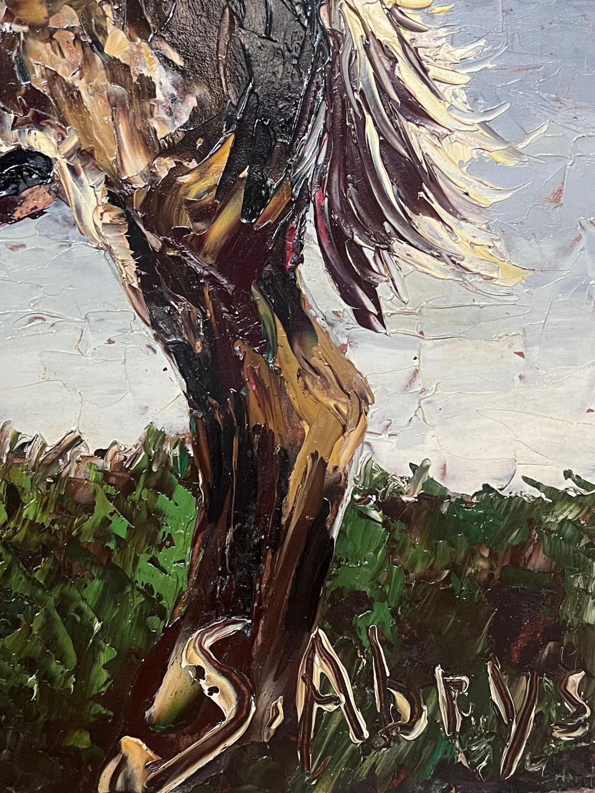 Léon Schwartz   Abrys1970's French Expressionist Signed Oil Painting Horse & Foal In Landscape photo vinterior