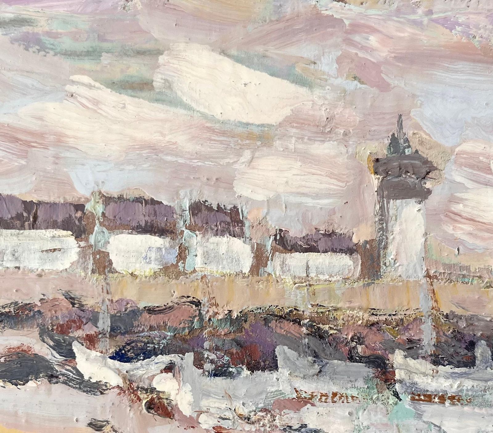 Fanch Lelimpressionist French Coastal Scene With Lighthouse Boats And Cottages photo buy