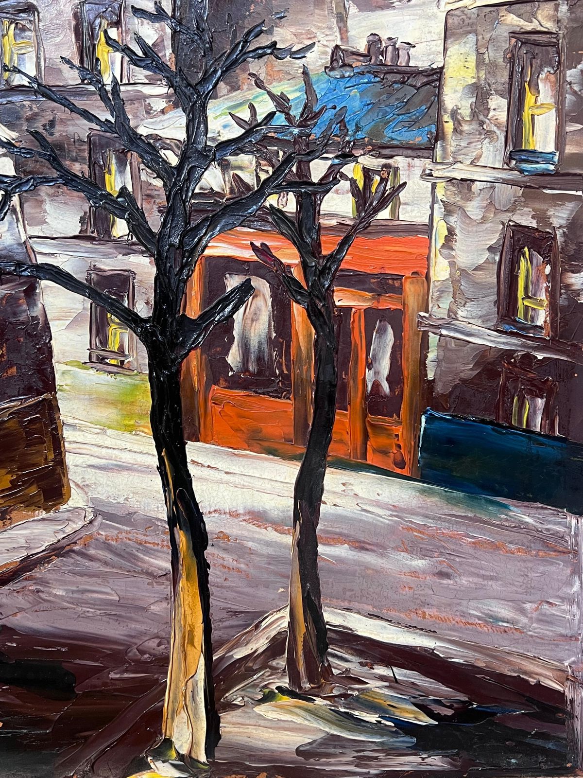 Léon Schwartz   Abrys20th Century French Expressionist Oil Painting City Streets At Night photo vinterior