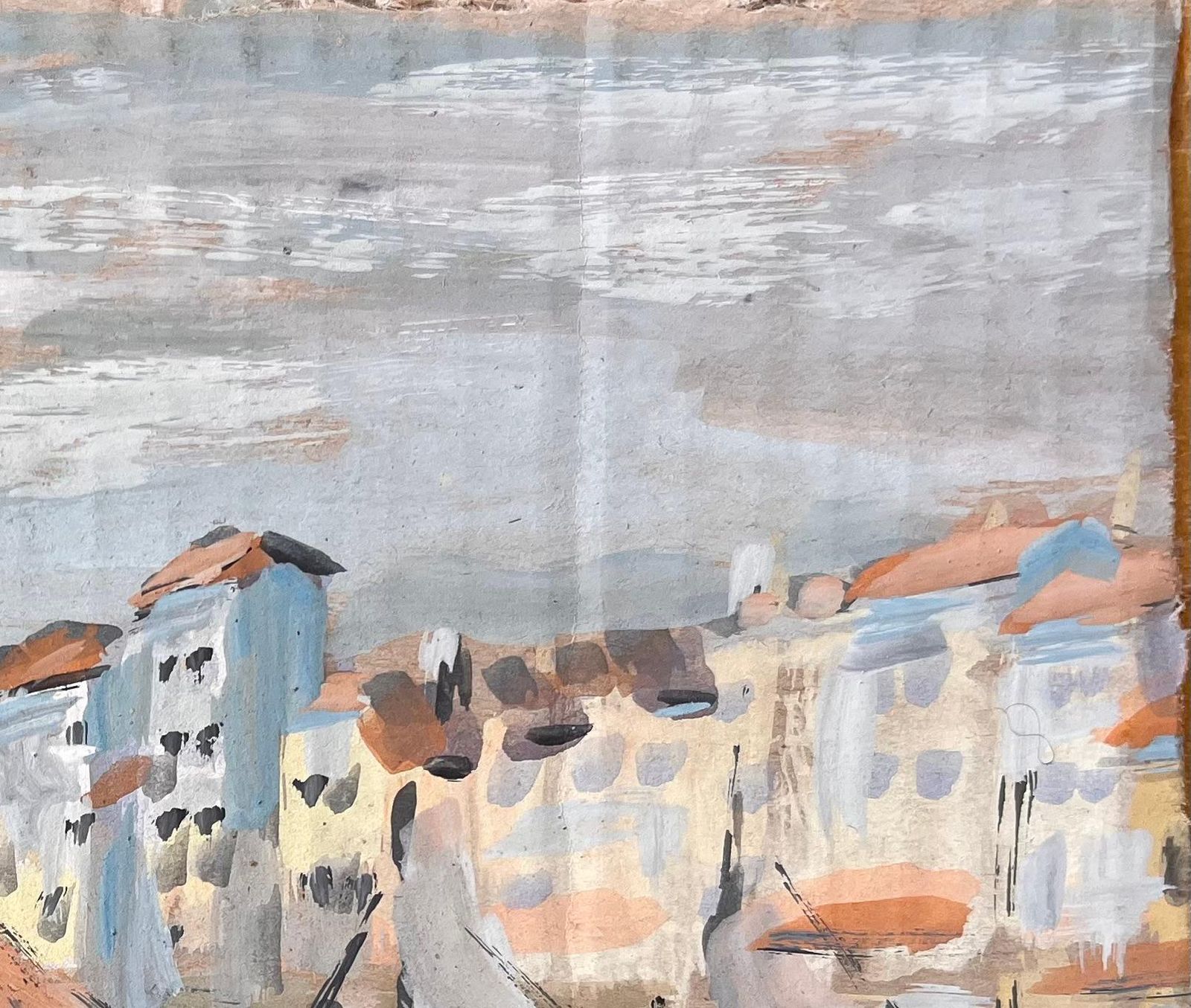 Fanch Lelfrench Harbour Scene With Sailing Boats And Seafront Houses In Le Croisic photo for sale