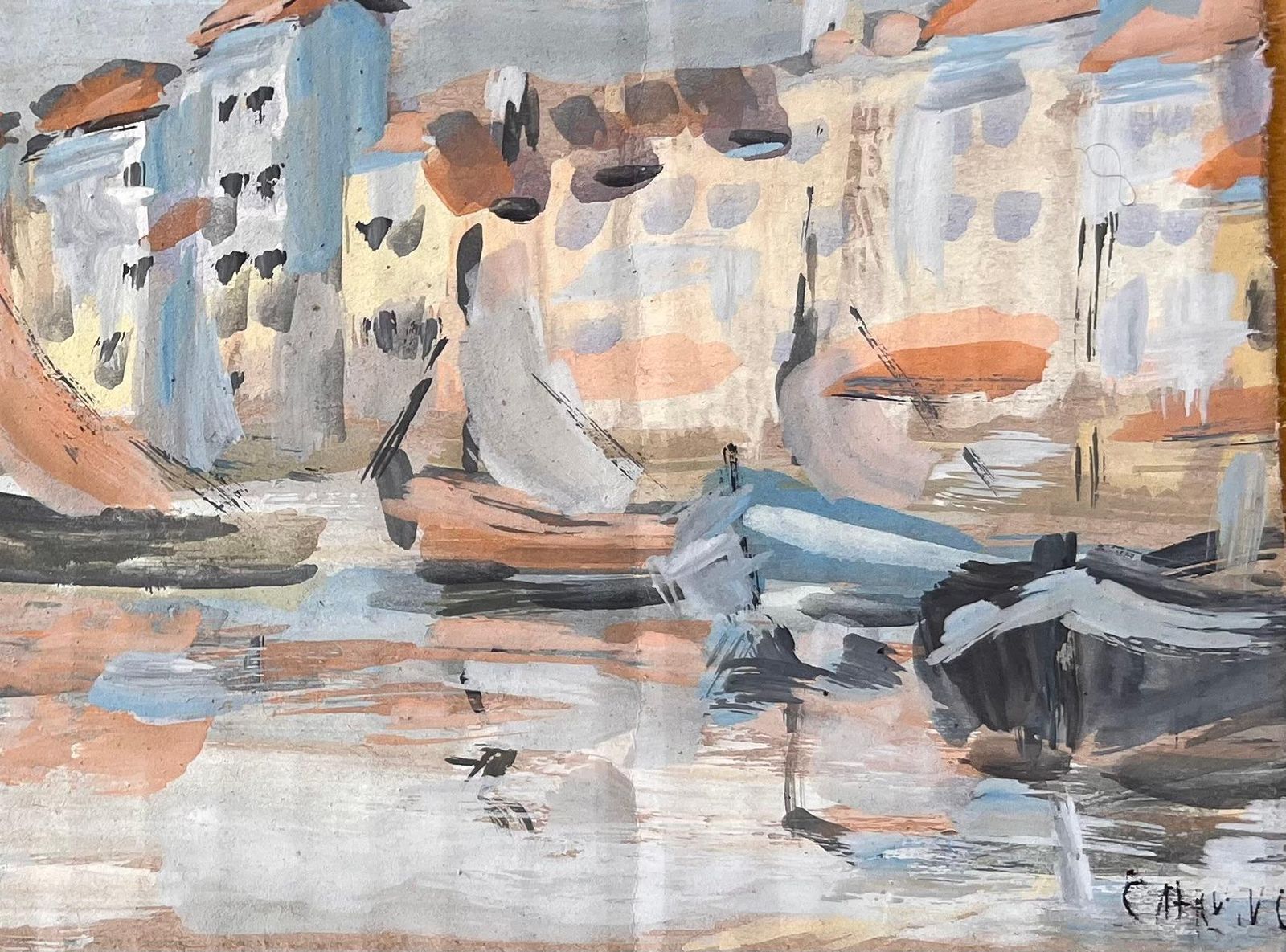 Fanch Lelfrench Harbour Scene With Sailing Boats And Seafront Houses In Le Croisic photo Art