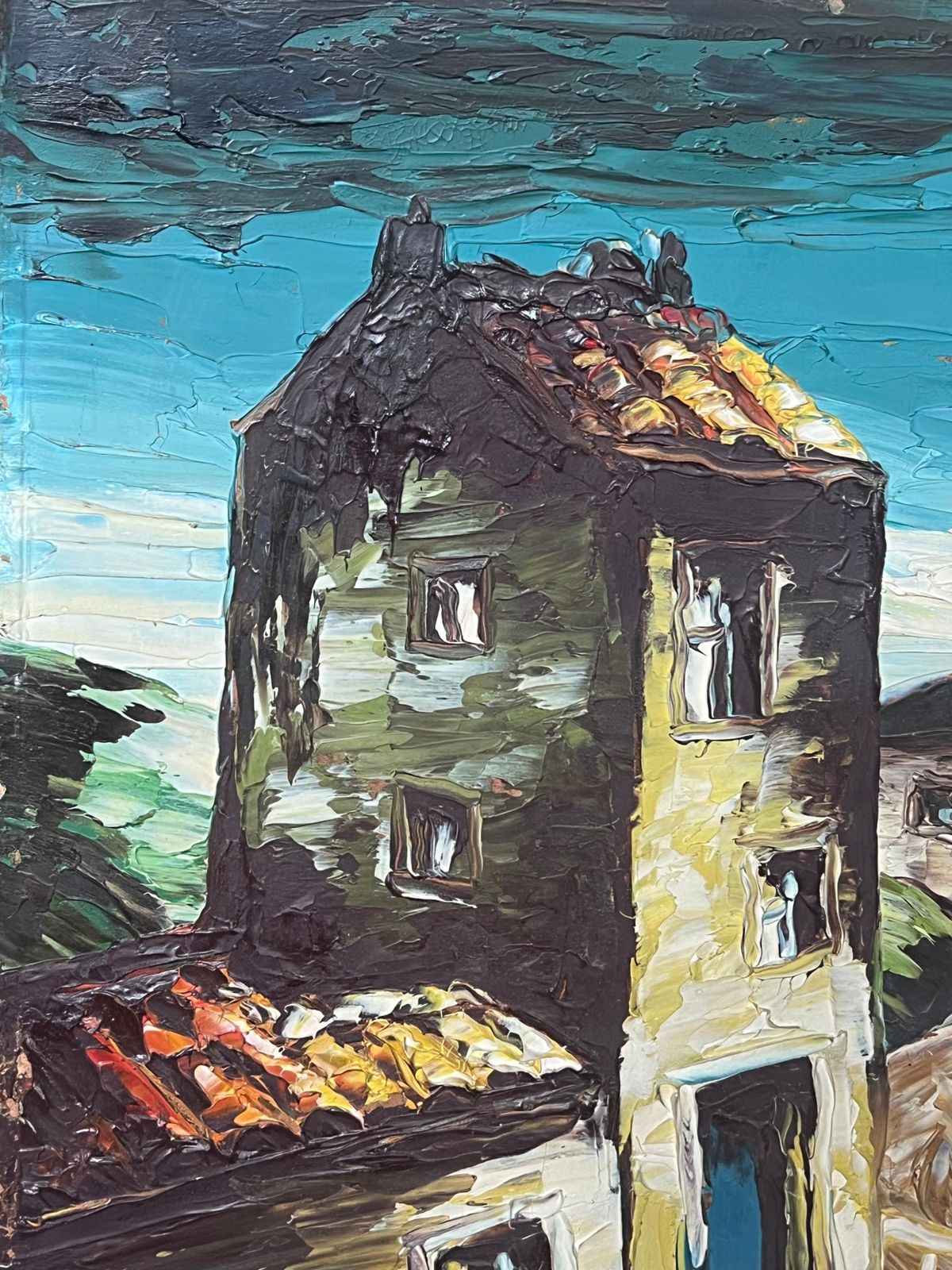 Léon Schwartz   Abrys20th Century French Expressionist Artist Winding Streets In Old Village photo vintage