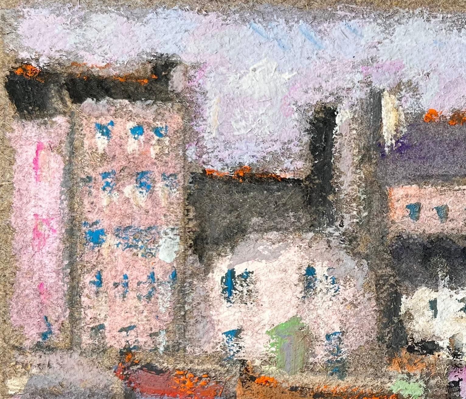 Fanch Lelfrench Pastel Harbour Scene Of Colourful Boats And Buildings In Cherbourg photo for sale