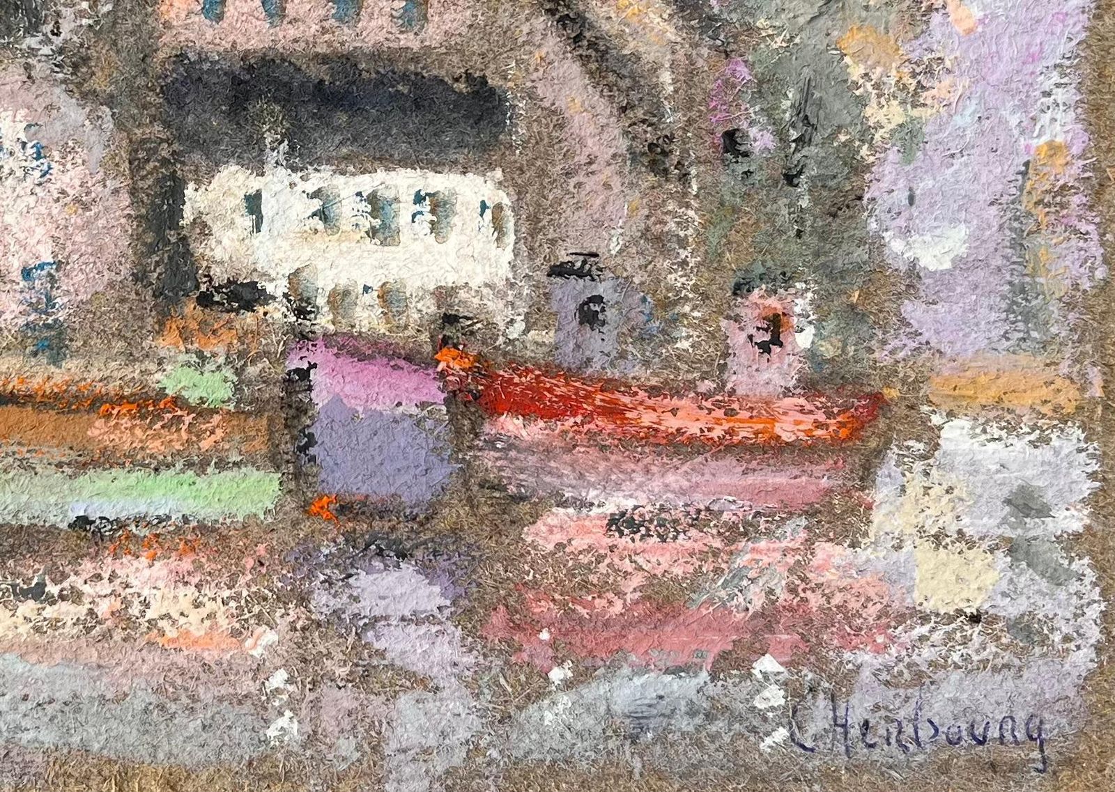 Fanch Lelfrench Pastel Harbour Scene Of Colourful Boats And Buildings In Cherbourg photo 449.0