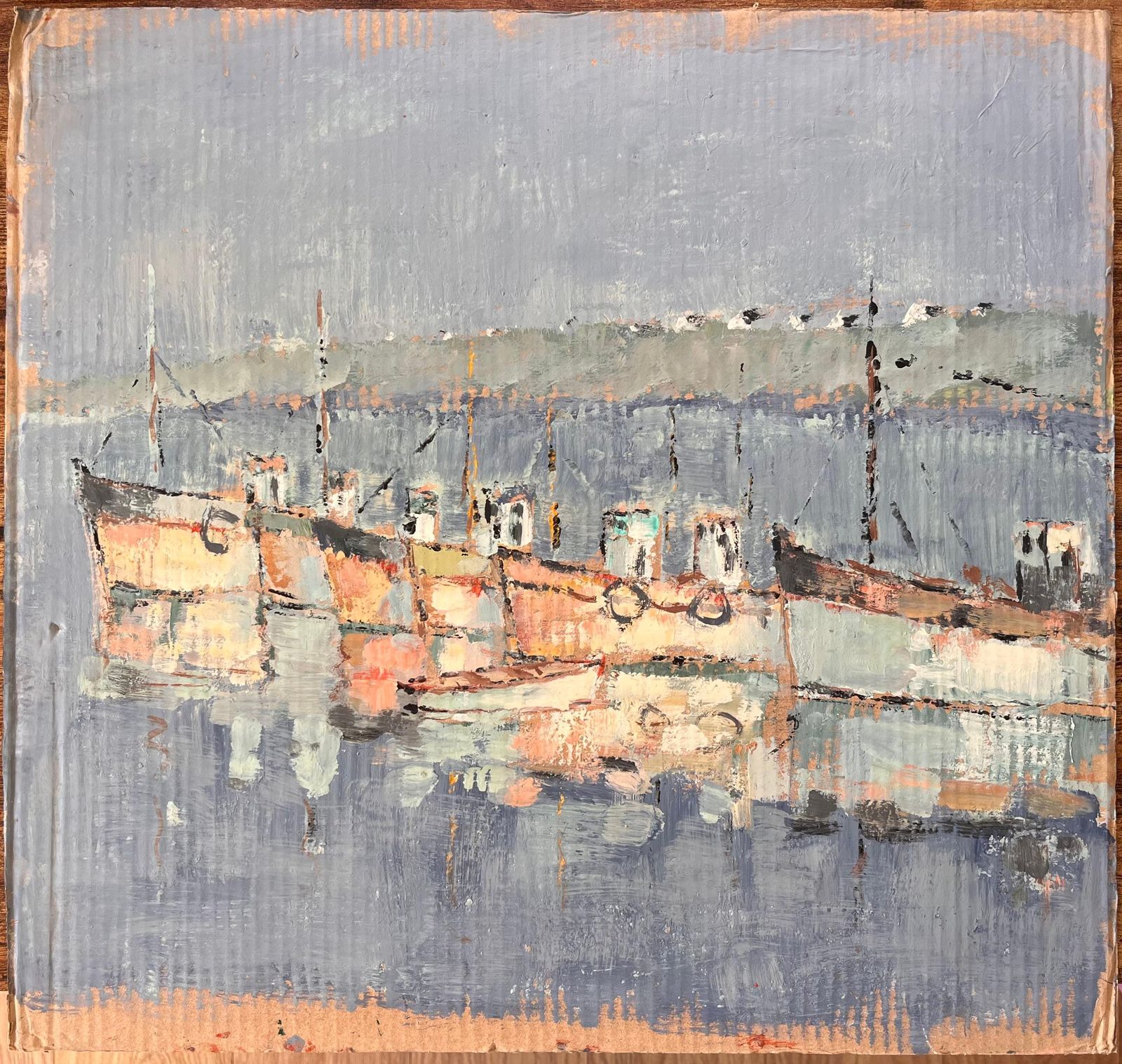 Fanch Lelfrench Impressionist Harbour Scene With Moored Fishing Boats By Fanch Lel photo furniture