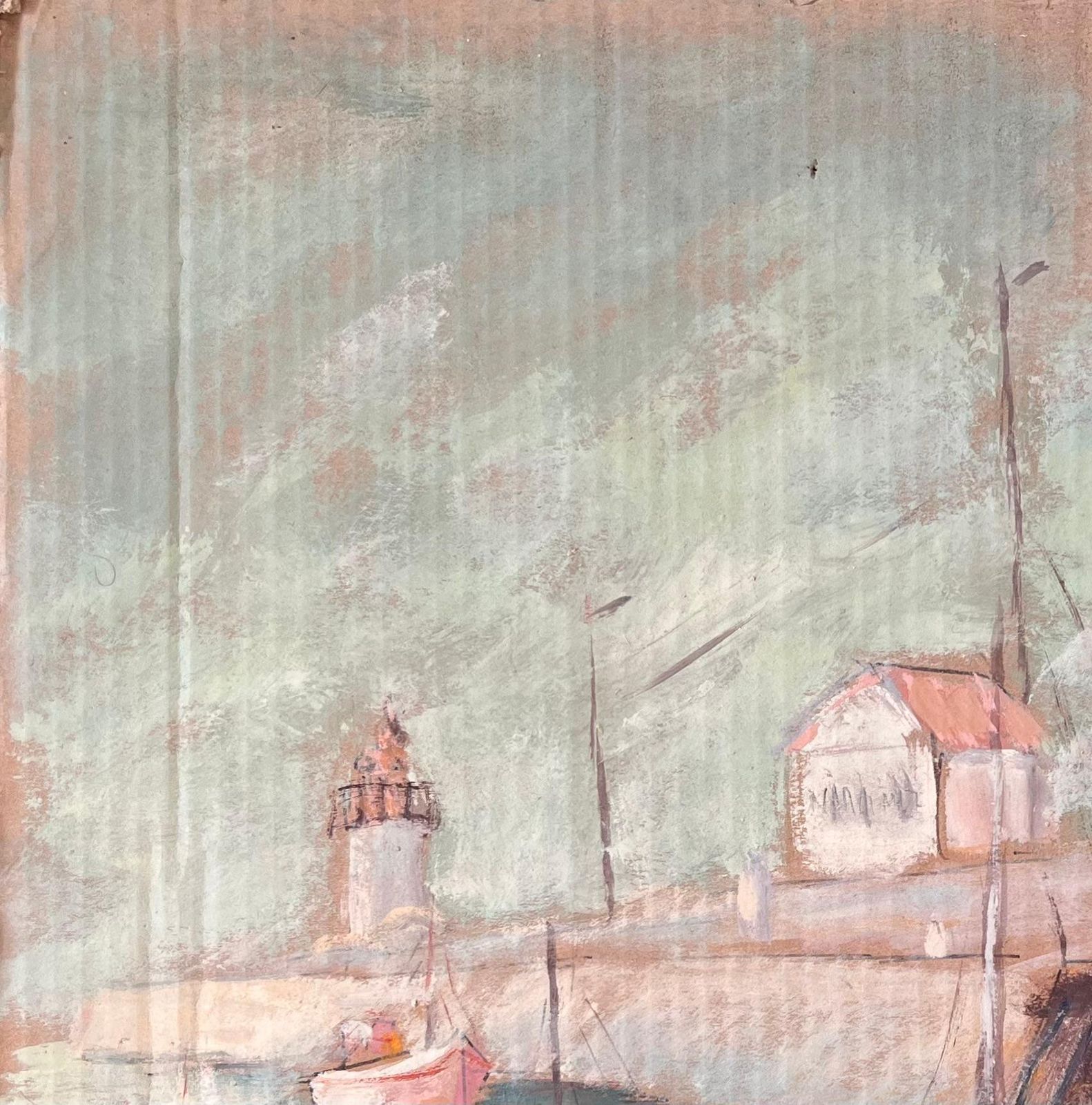 Fanch Lelfrench Impressionist Harbour Scene In Fécamp Normandy With Lighthouse And Boats photo vinterior