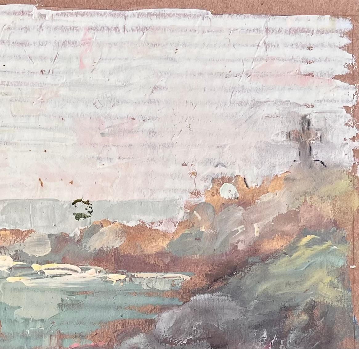 Fanch Lelfrench Impressionist Coastal Cliff And Sailboats Scene With Cross Monument photo Art