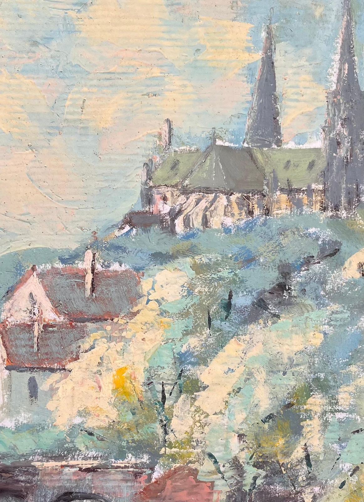 Fanch Lelimpressionist View Of Hilltop Cathedral And Bridge And Riverside Village photo buy