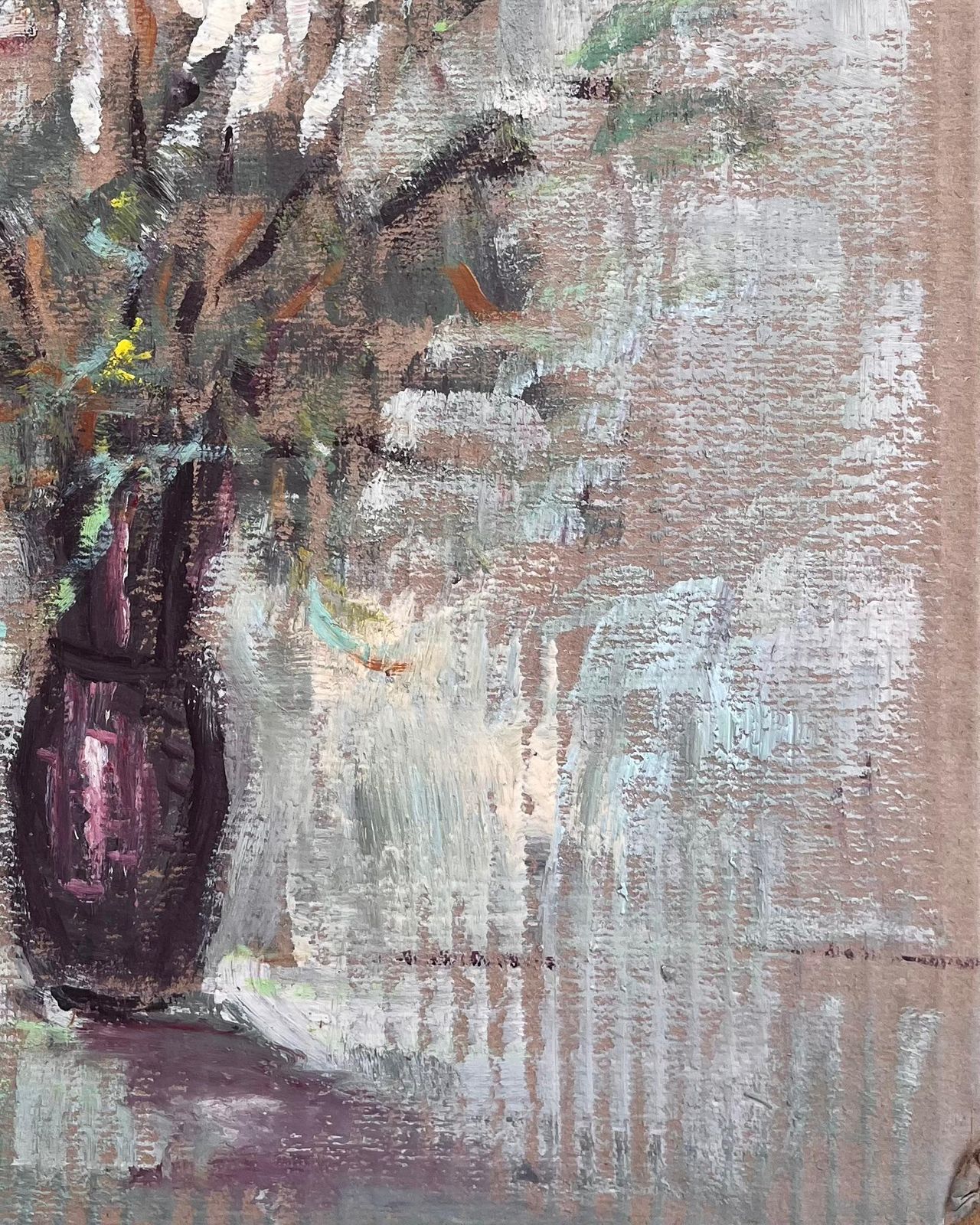 Fanch Lelimpressionist Still Life Of White Gladiolus Flowers In Plum Vase photo for sale