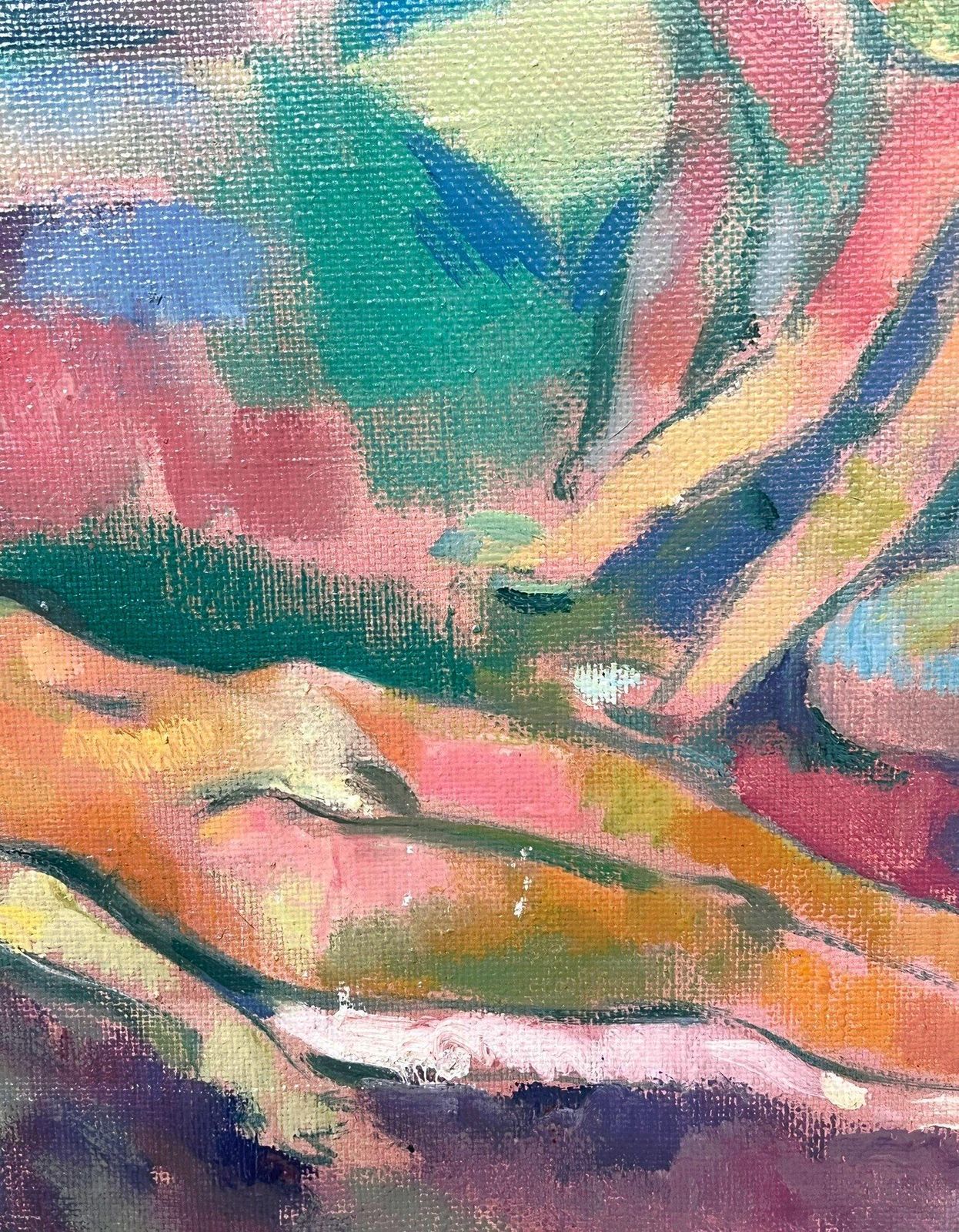 Alexander Khaninlarge Russian Post Impressionist Signed Oil Painting Nude Bathers In Woodland1998 photo for sale