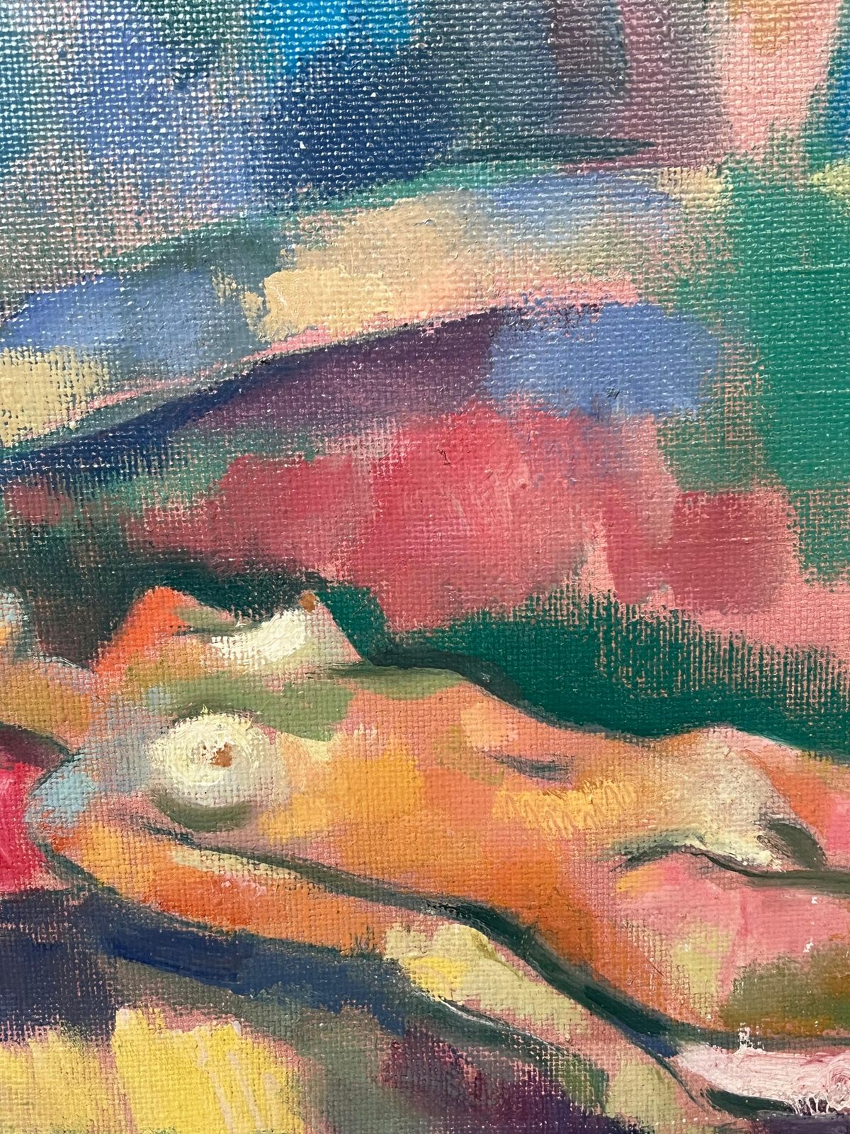 Alexander Khaninlarge Russian Post Impressionist Signed Oil Painting Nude Bathers In Woodland1998 photo Art