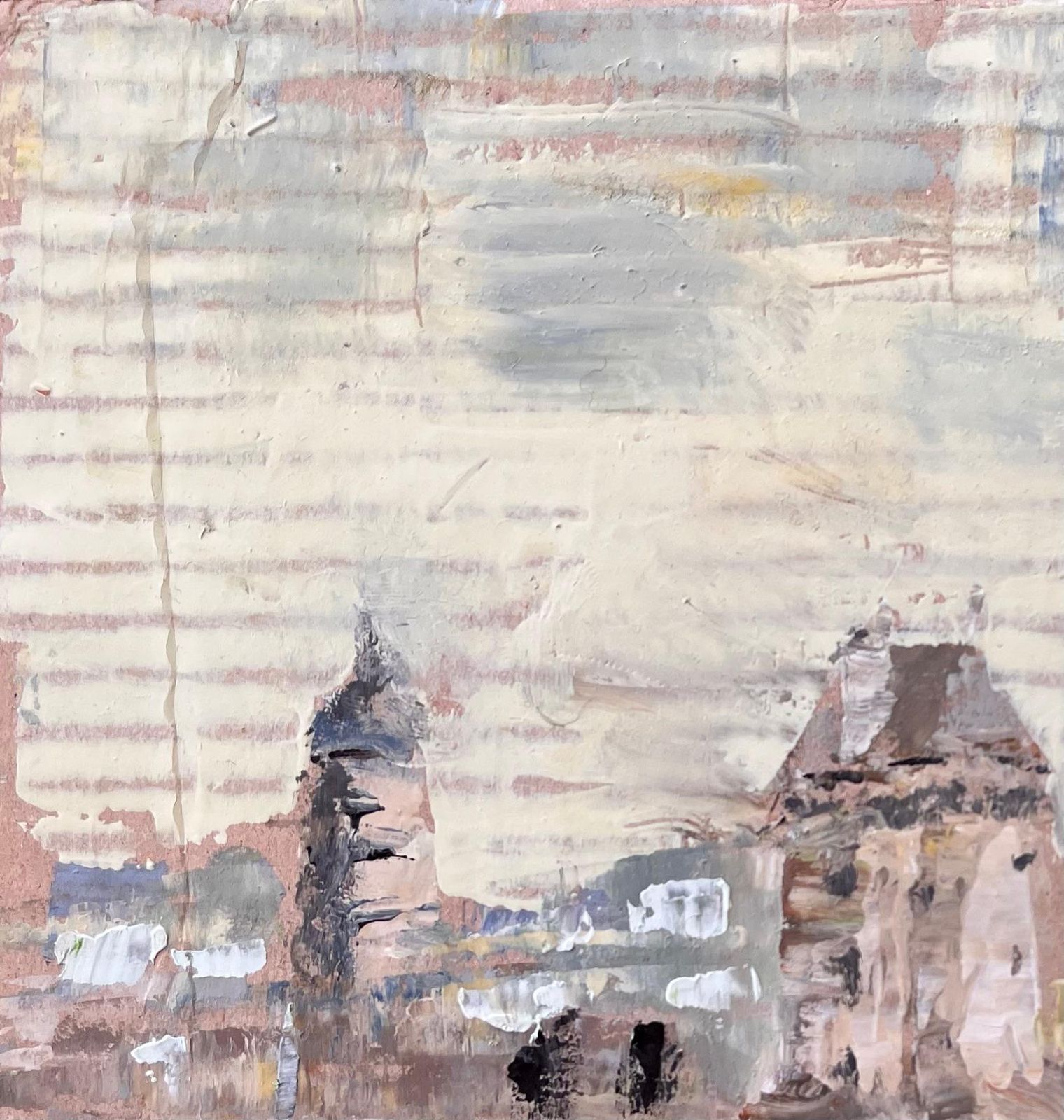 Fanch Lelimpressionist Coastal Village With Boats And Tower In Muted Pastel Palette photo 433.0