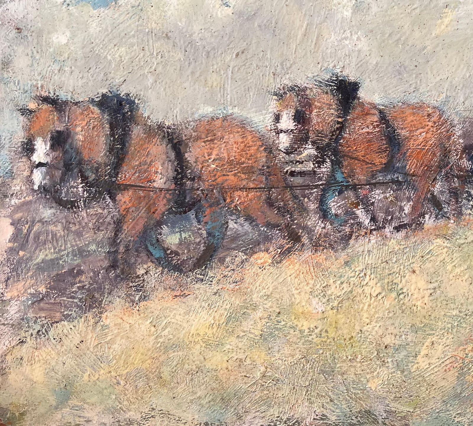 Fanch Lelimpressionist Horse Ploughing Scene With Farmer And Cloudy Sky Landscape photo Art