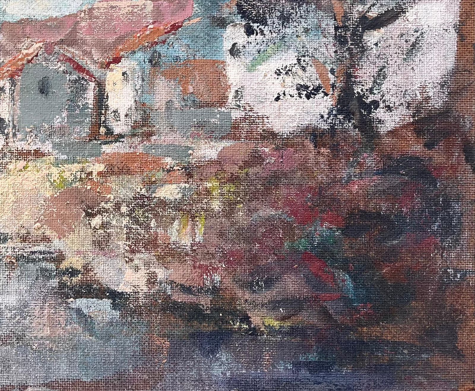 Fanch Lelfrench Village Church Oil Painting With Bell Tower River And Autumn Woodland photo vinterior