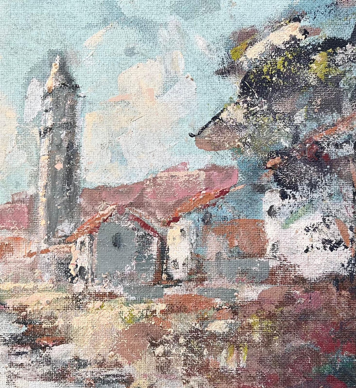 Fanch Lelfrench Village Church Oil Painting With Bell Tower River And Autumn Woodland photo buy