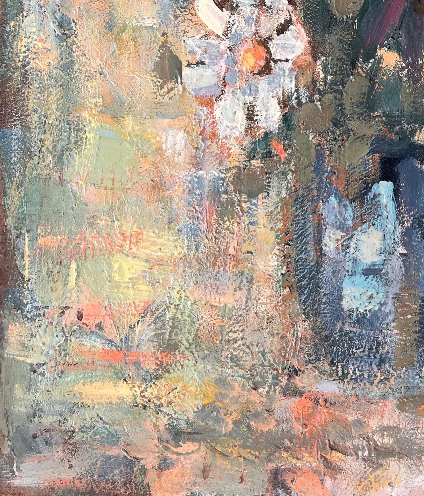 Fanch Lelimpressionist Still Life Oil Painting Of Wildflowers In Vase With Pastel Colours photo vinterior