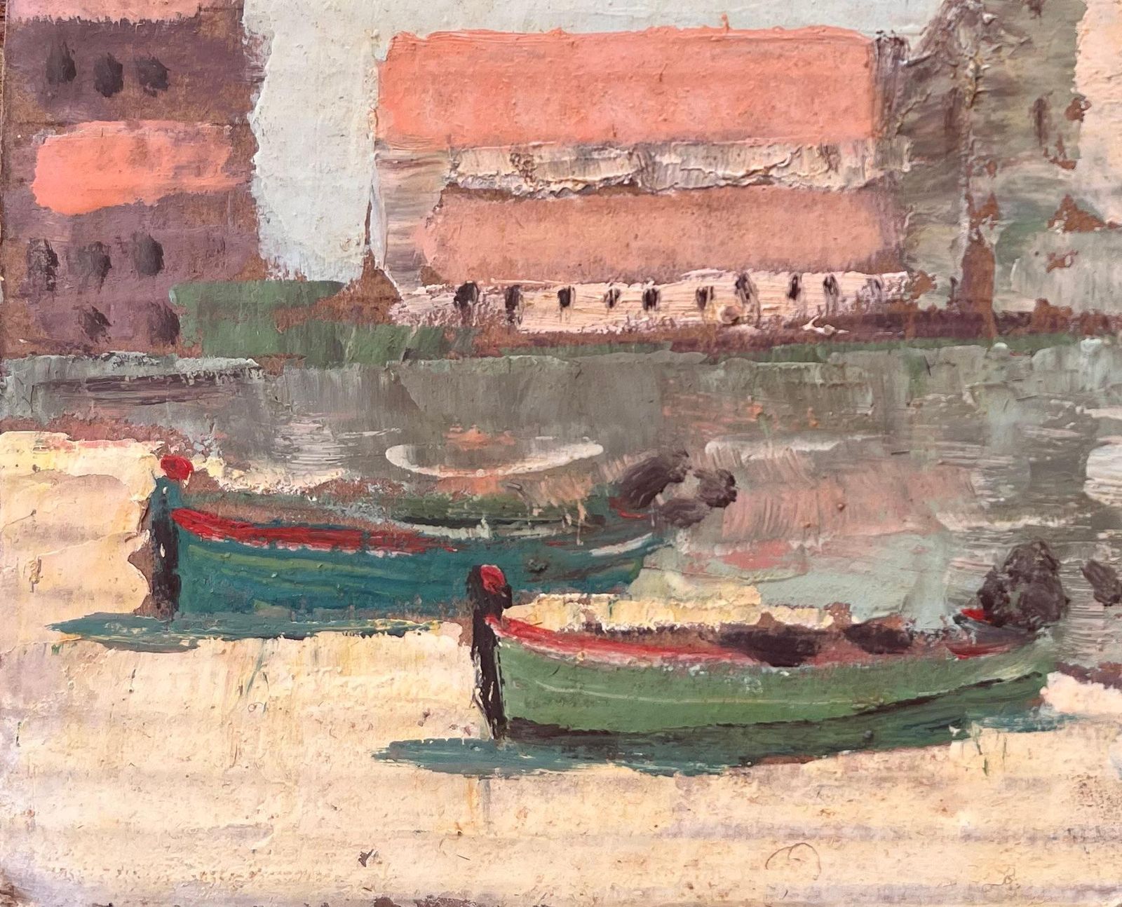 Fanch Lelimpressionist French Coastal Village With Bell Tower Boats And Buildings photo vinterior