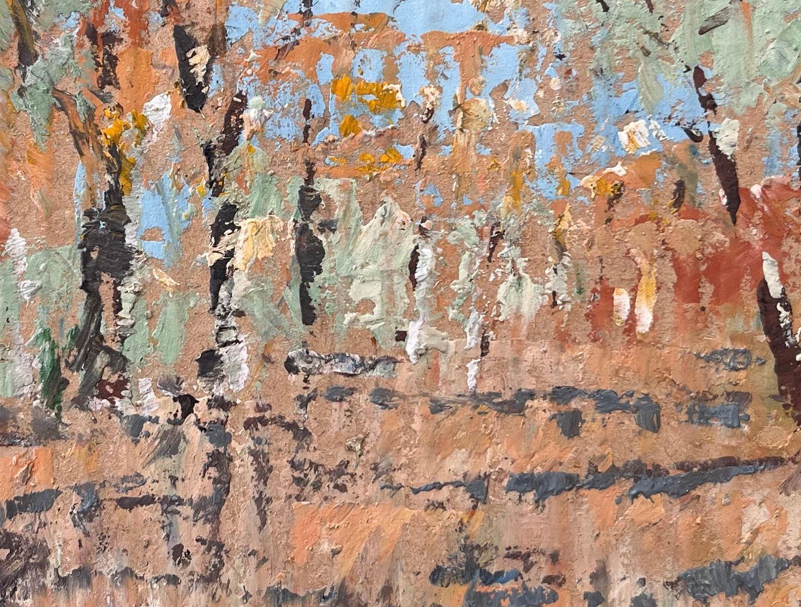 Fanch Lelfrench Impressionist Forest Landscape With Autumn Trees On Cardboard photo vinterior