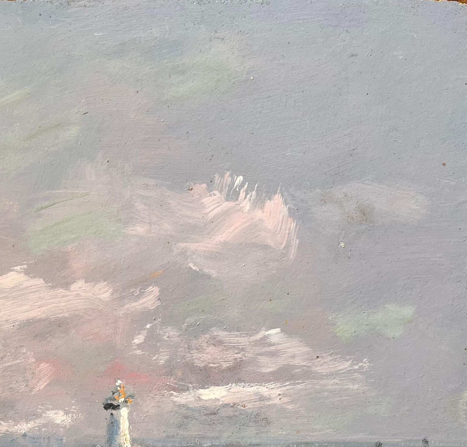 Fanch Lelfrench Coastal Oil Painting Of Lighthouse And Fishing Boats At Le Port D’étaples1985 photo Art