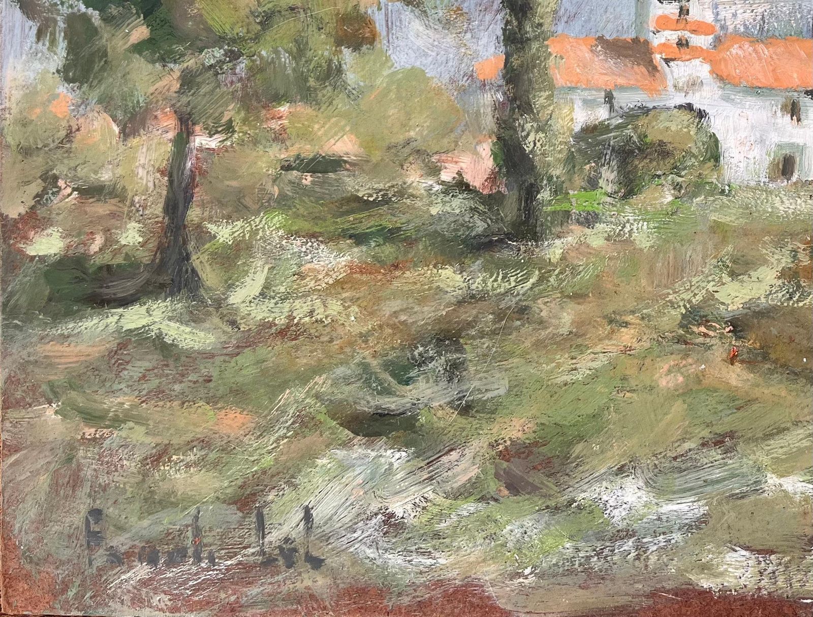 Fanch Lelfrench Countryside Landscape With White Farmhouse And Orange Roofs photo 546.0