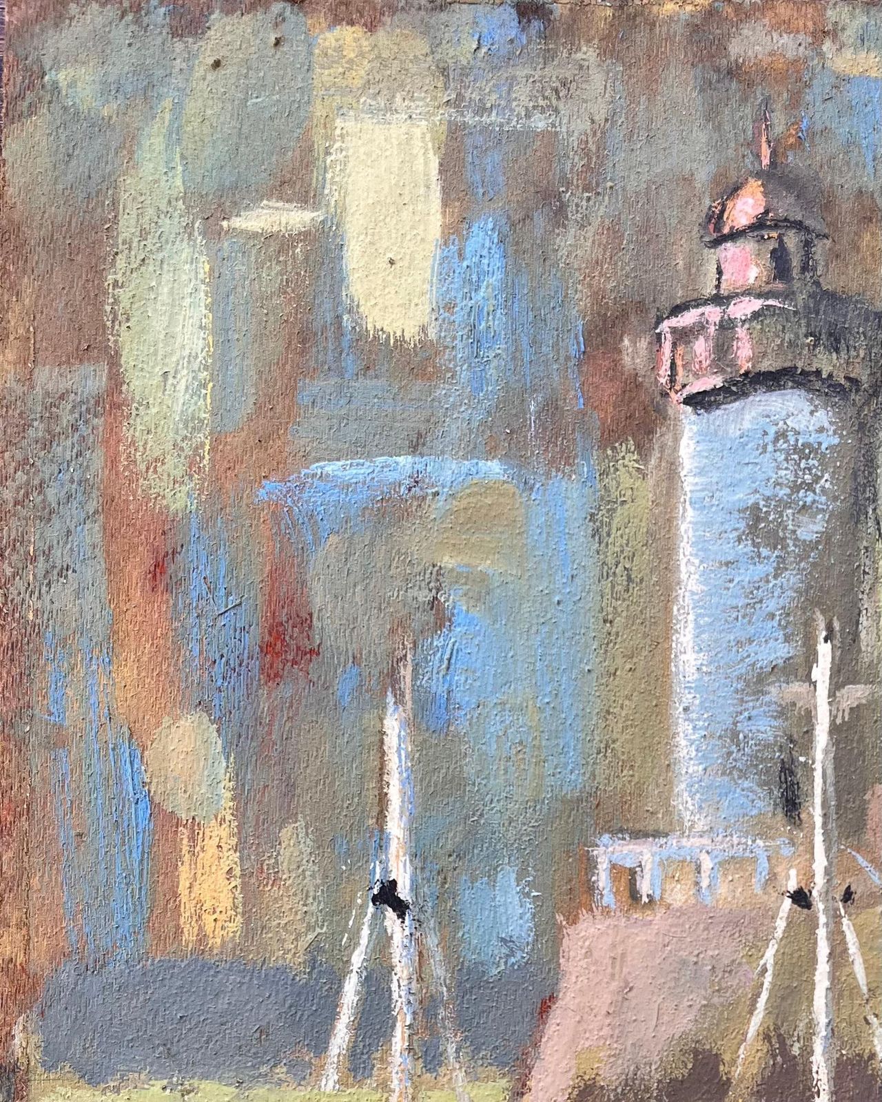 Fanch Lelfrench Impressionist Harbour Scene With Lighthouse And Boats In Erquy photo Art