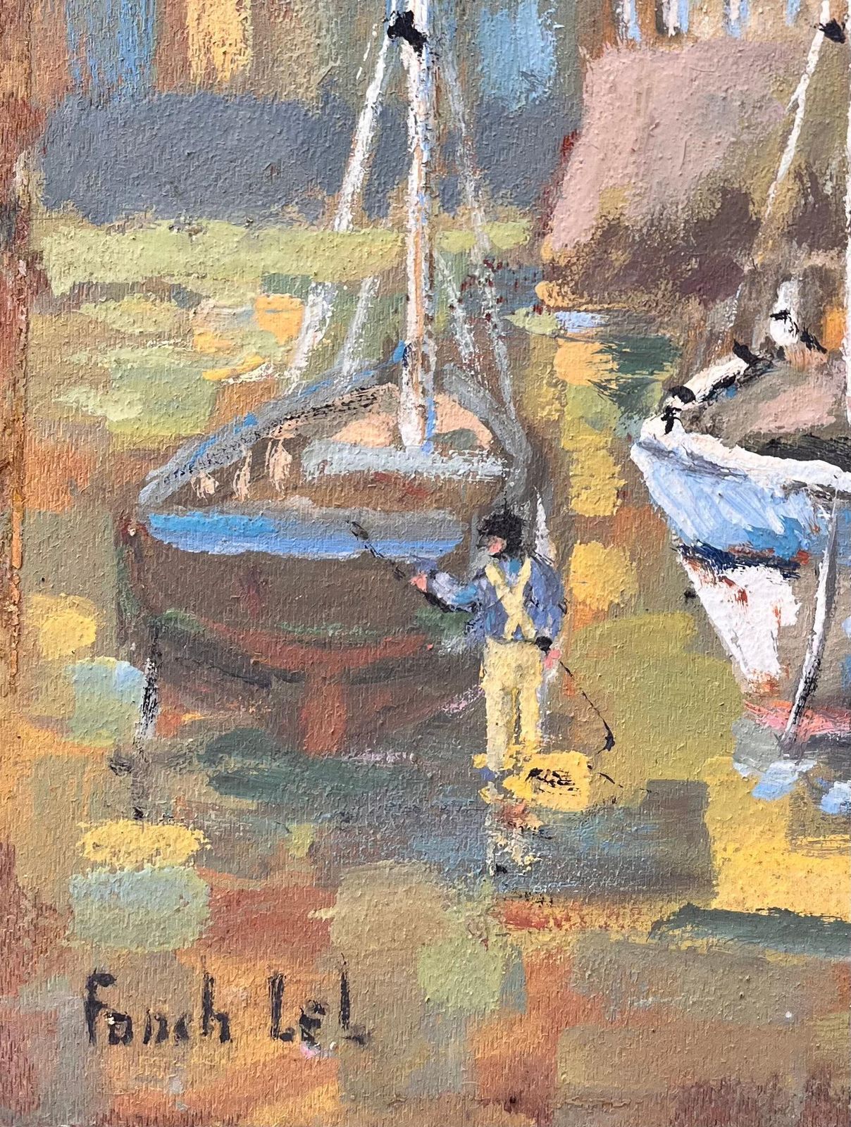 Fanch Lelfrench Impressionist Harbour Scene With Lighthouse And Boats In Erquy photo vinterior