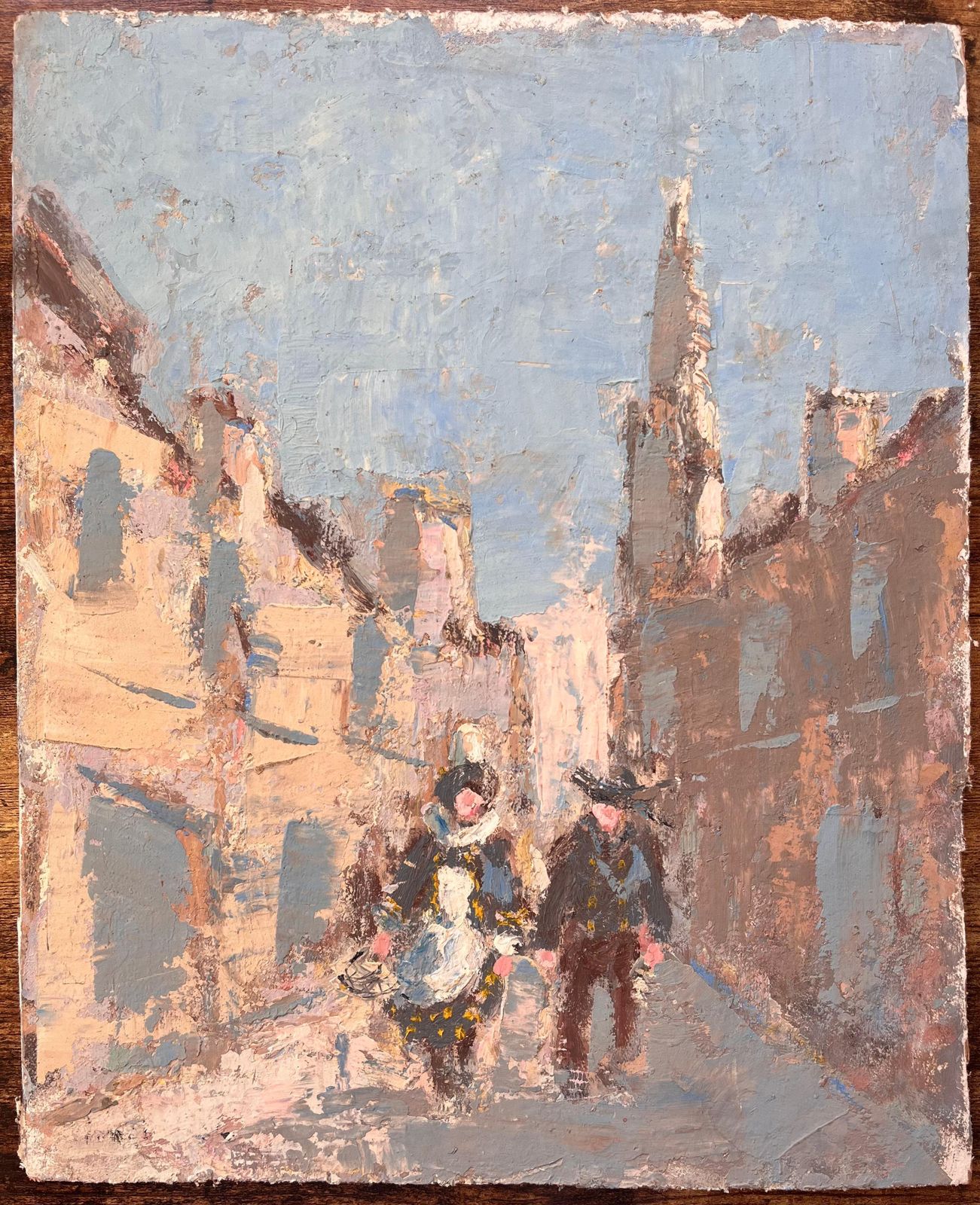 Fanch Lelfrench Impressionist Street Scene With Figures In Traditional Dress photo furniture