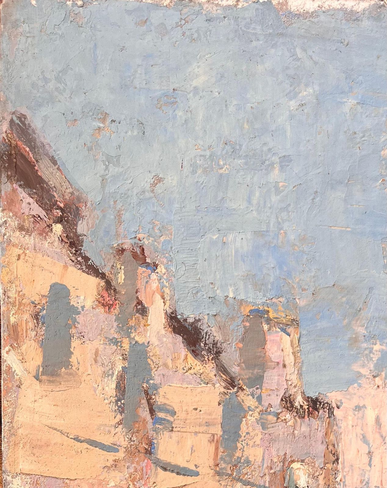 Fanch Lelfrench Impressionist Street Scene With Figures In Traditional Dress photo vinterior