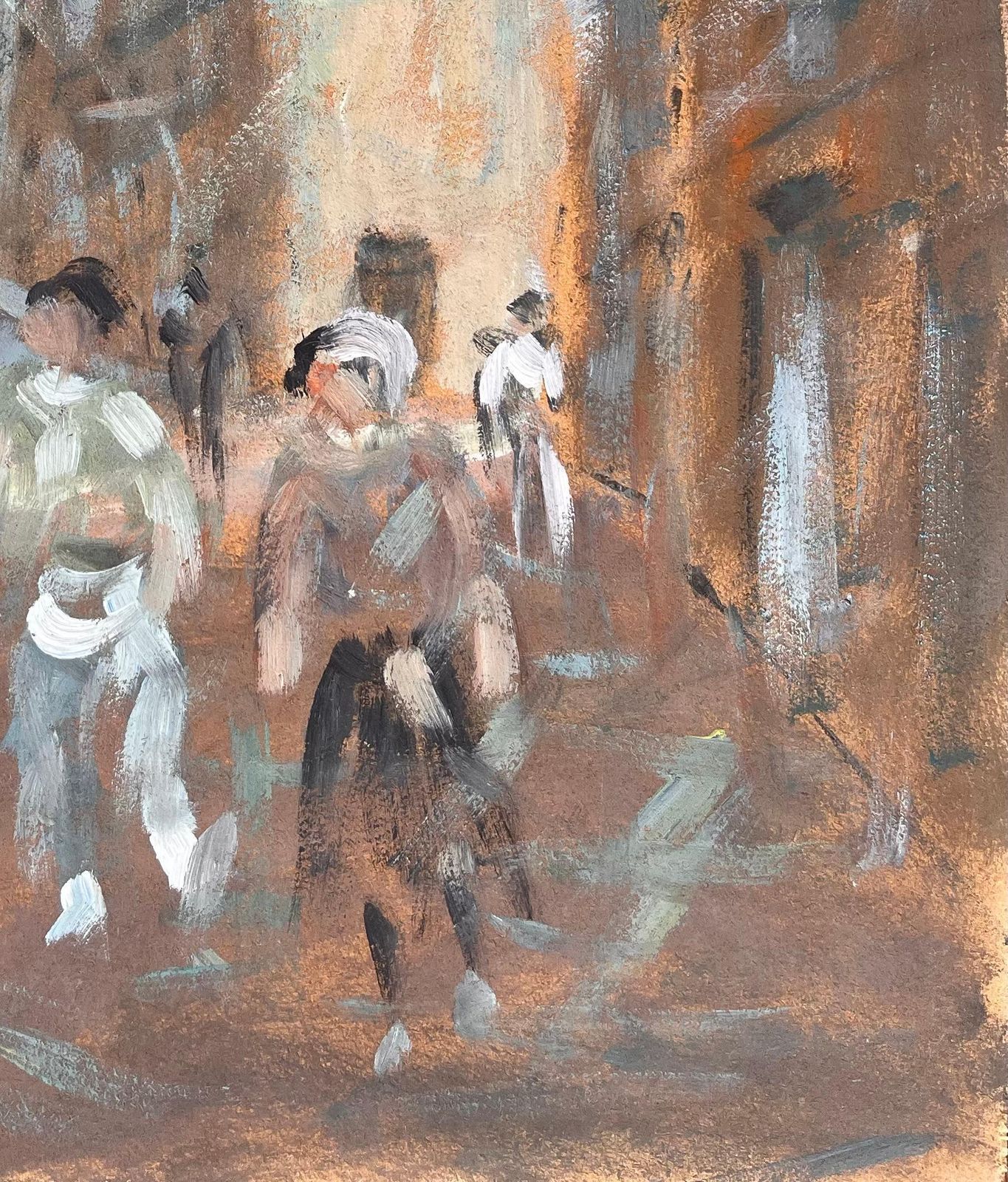 Fanch Lelimpressionist Street Scene With Figures In Motion In A Historic European Town1998 photo for sale