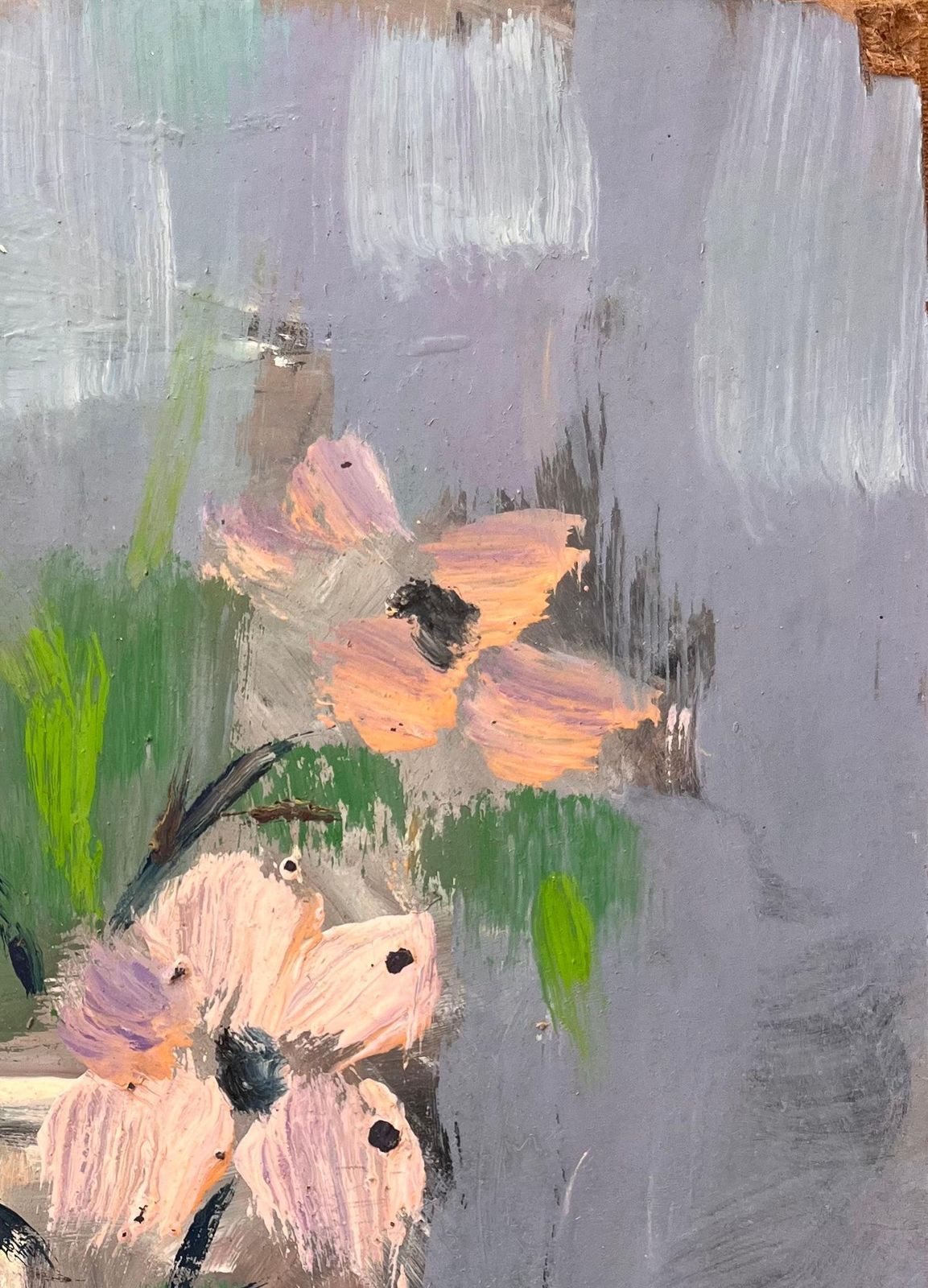 Fanch Lelimpressionist Still Life Of Pink Anemones In Pale Blue Pitcher Vase photo Art